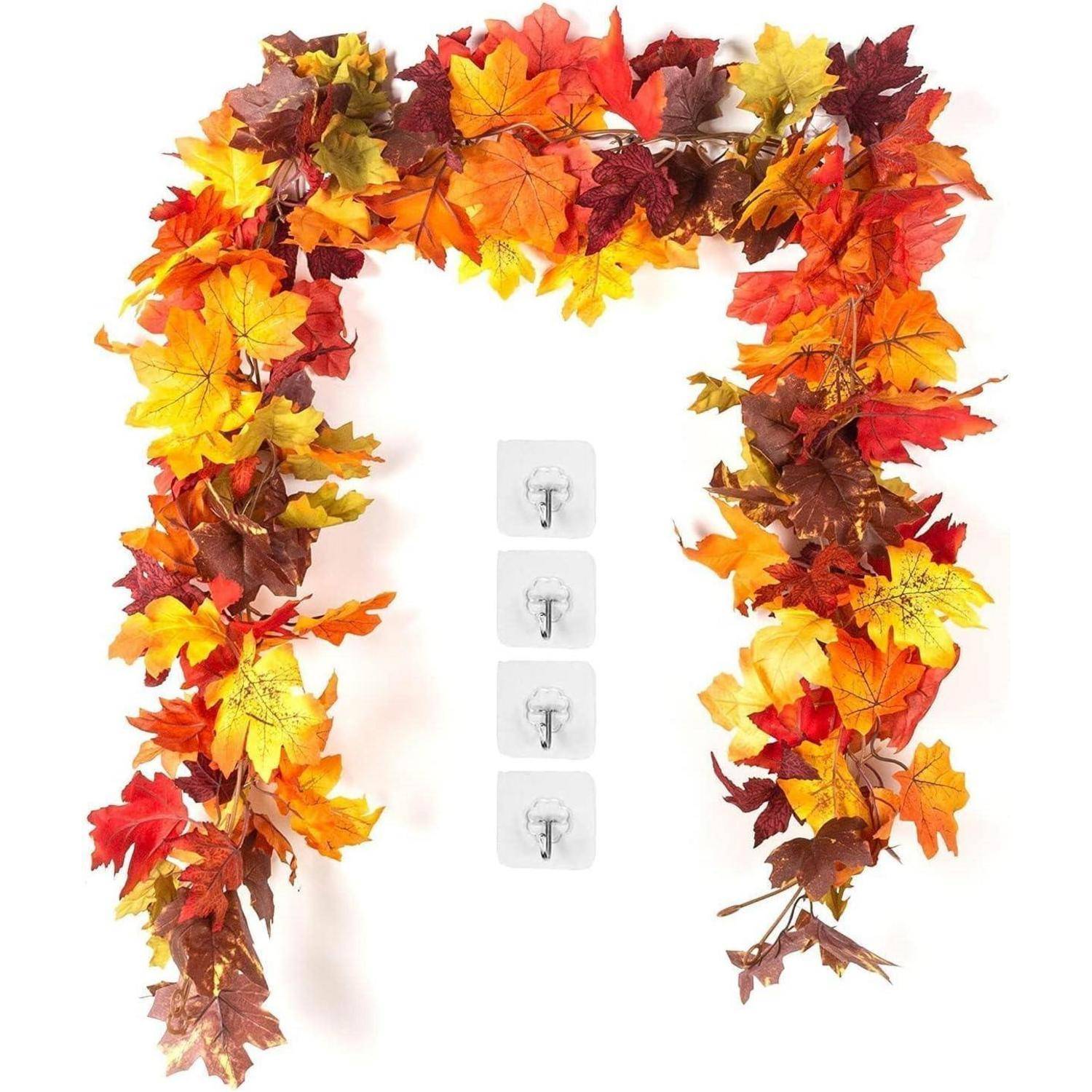 2er Set künstliche Ahornblätter Girlande 176cm Herbstblätter Deko