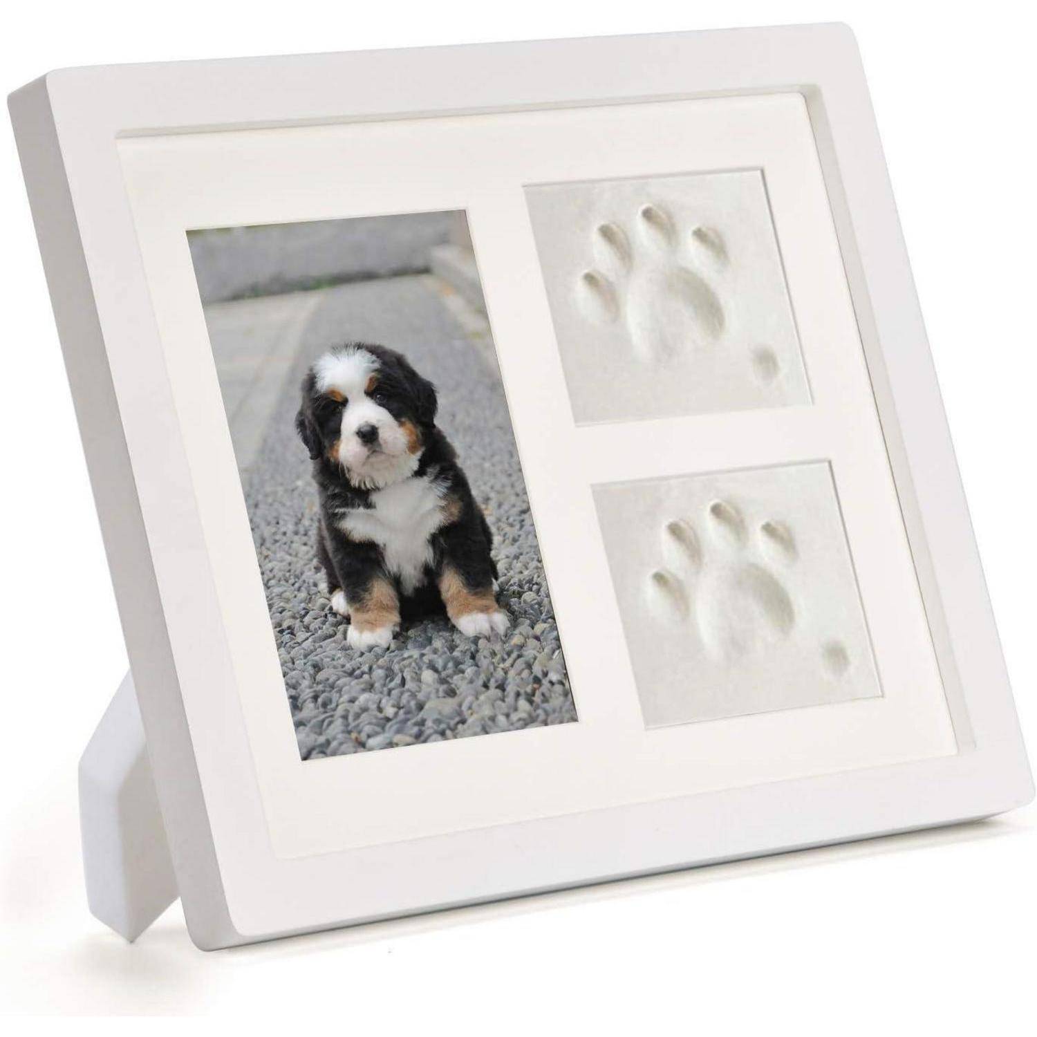 TierHerz Pfotenabdruck Set Hund 3D Holz Bilderrahmen Wanddekoration