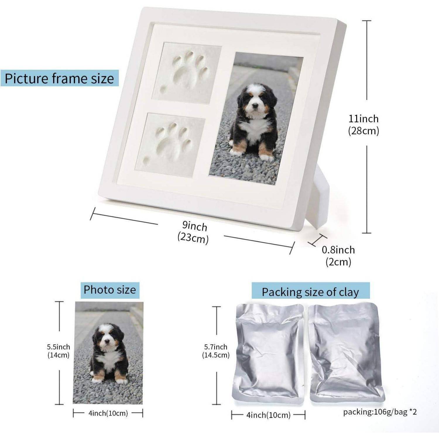 TierHerz Pfotenabdruck Set Hund 3D Holz Bilderrahmen Wanddekoration