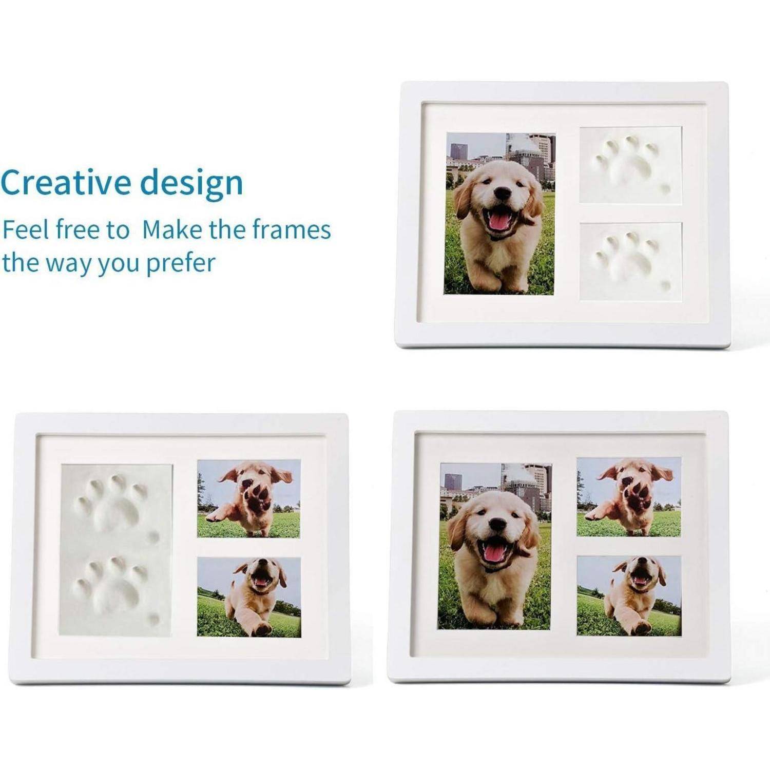 TierHerz Pfotenabdruck Set Hund 3D Holz Bilderrahmen Wanddekoration