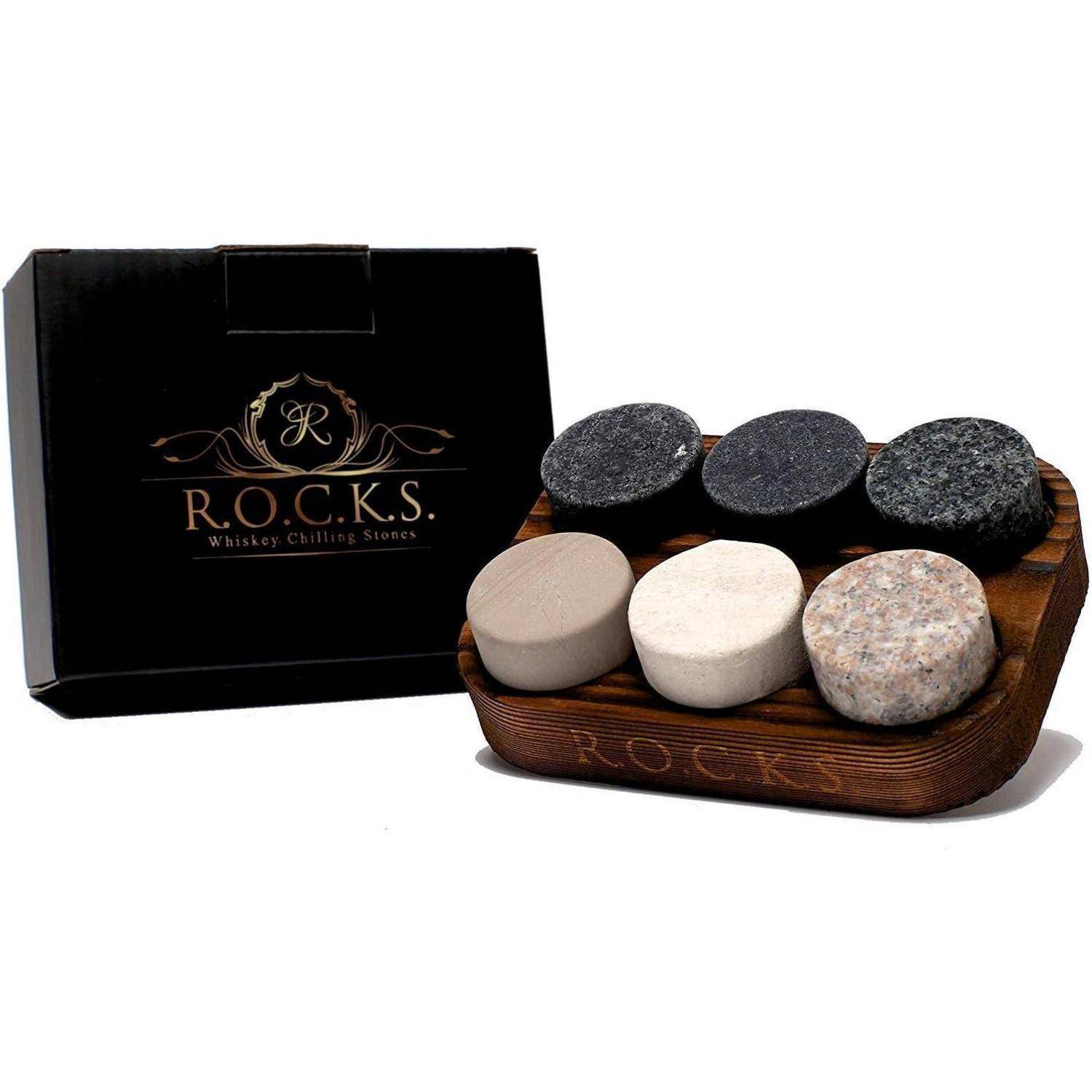 Handgefertigte Premium Whiskey Steine aus Granit 6 Stk Geschenkset