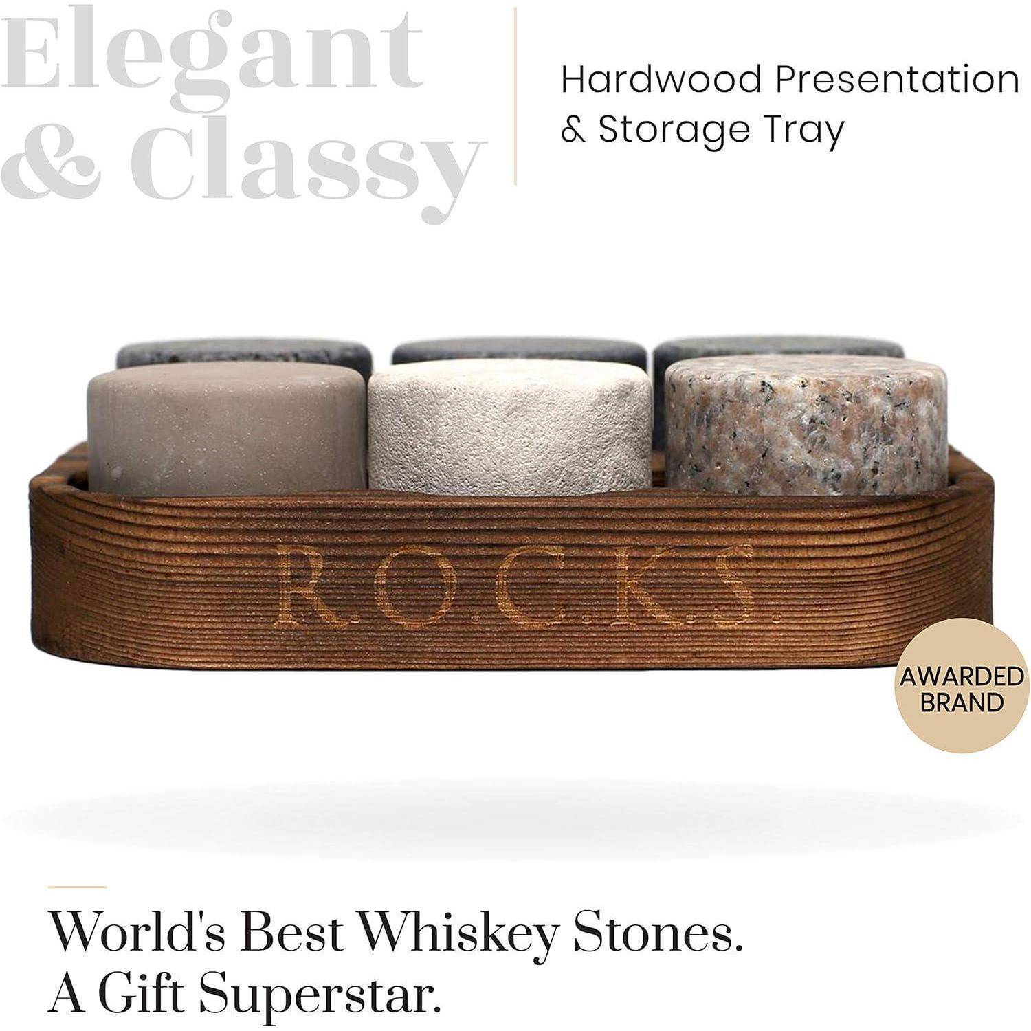 Handgefertigte Premium Whiskey Steine aus Granit 6 Stk Geschenkset