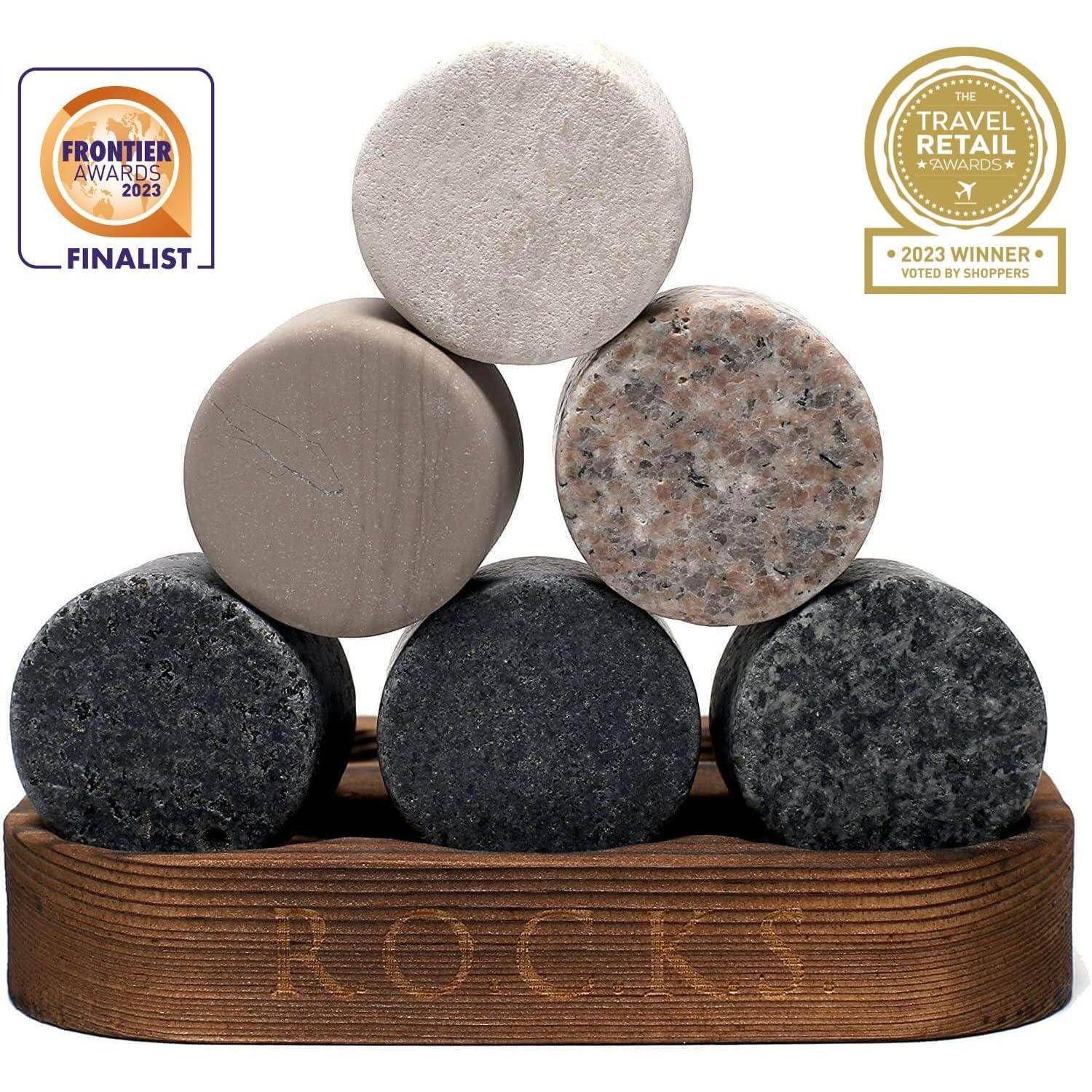 Handgefertigte Premium Whiskey Steine aus Granit 6 Stk Geschenkset
