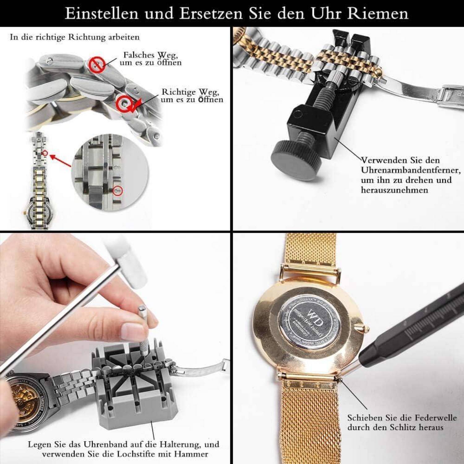 Uhrenwerkzeug Gehäuseöffner Stiftausdrücker Dunkelschwarz