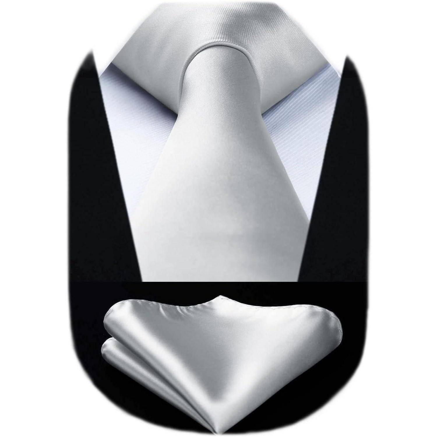 Krawatte Herren Einstecktuch Set Hochzeit Party Grau Einheitsgröße