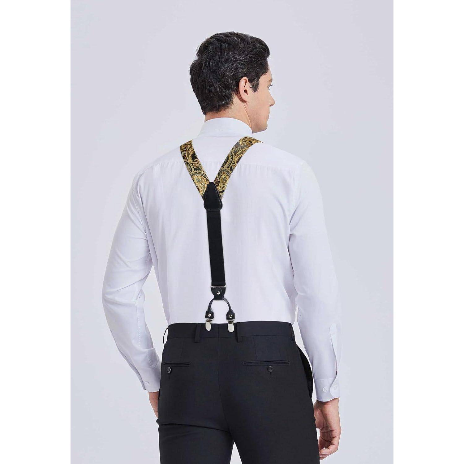 Hosenträger Herren 35mm 6 Clips Y Form Einheitsgröße Gold Paisley