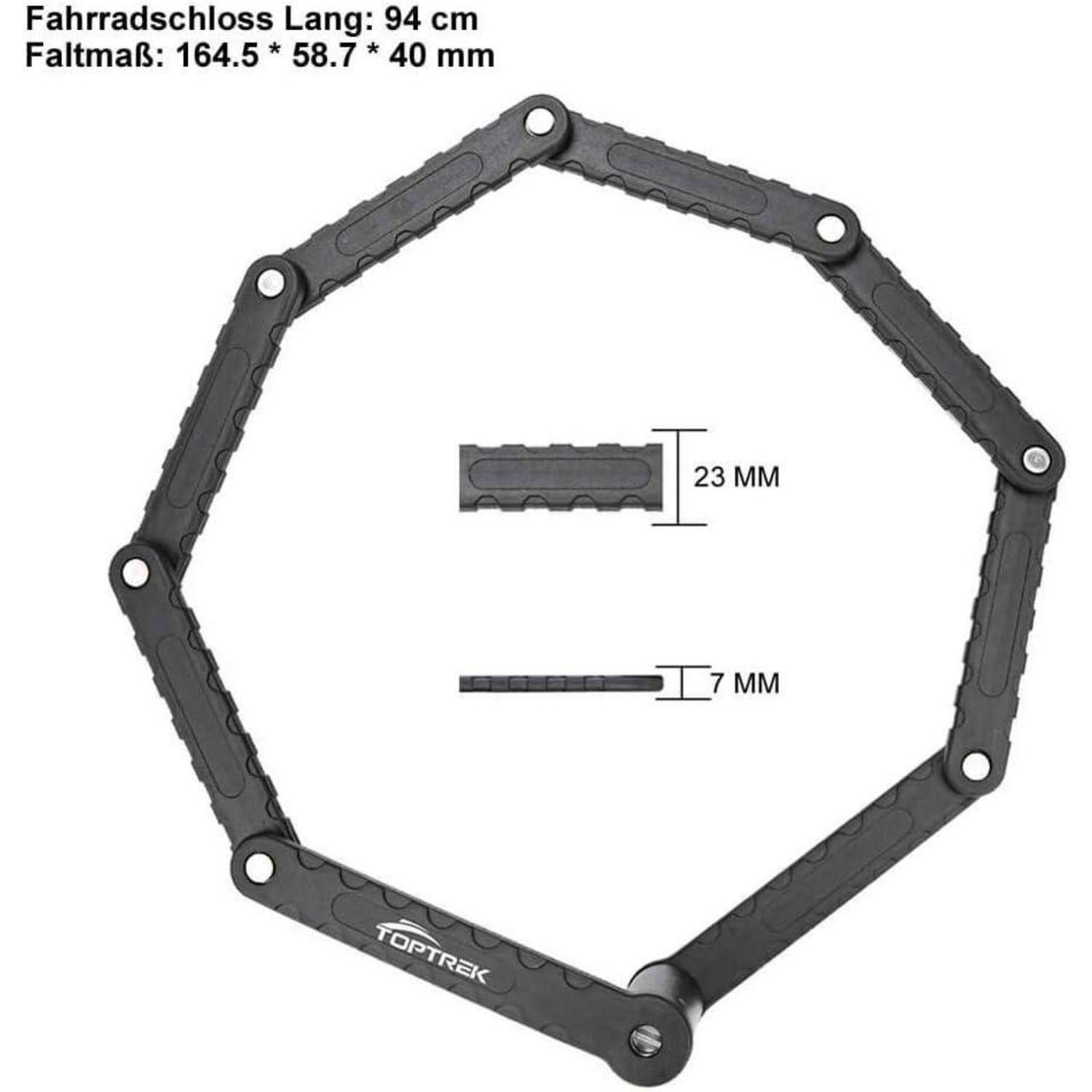 Faltschloss Fahrrad mit Halterung Schlüssel Lang 94cm 8 Gelenken Level