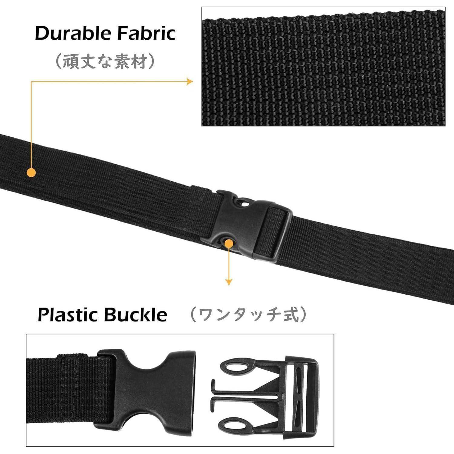 Gurtband Nylon Schnallen 4 Stück Schwarz 25mm 2m