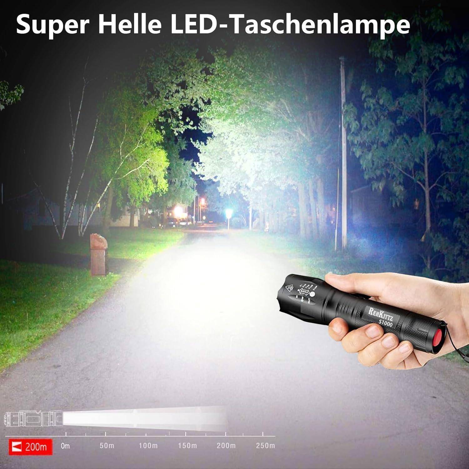 Taschenlampe LED Extrem Hell Tragbare Handlampe 2 Stück 2000 Lumen