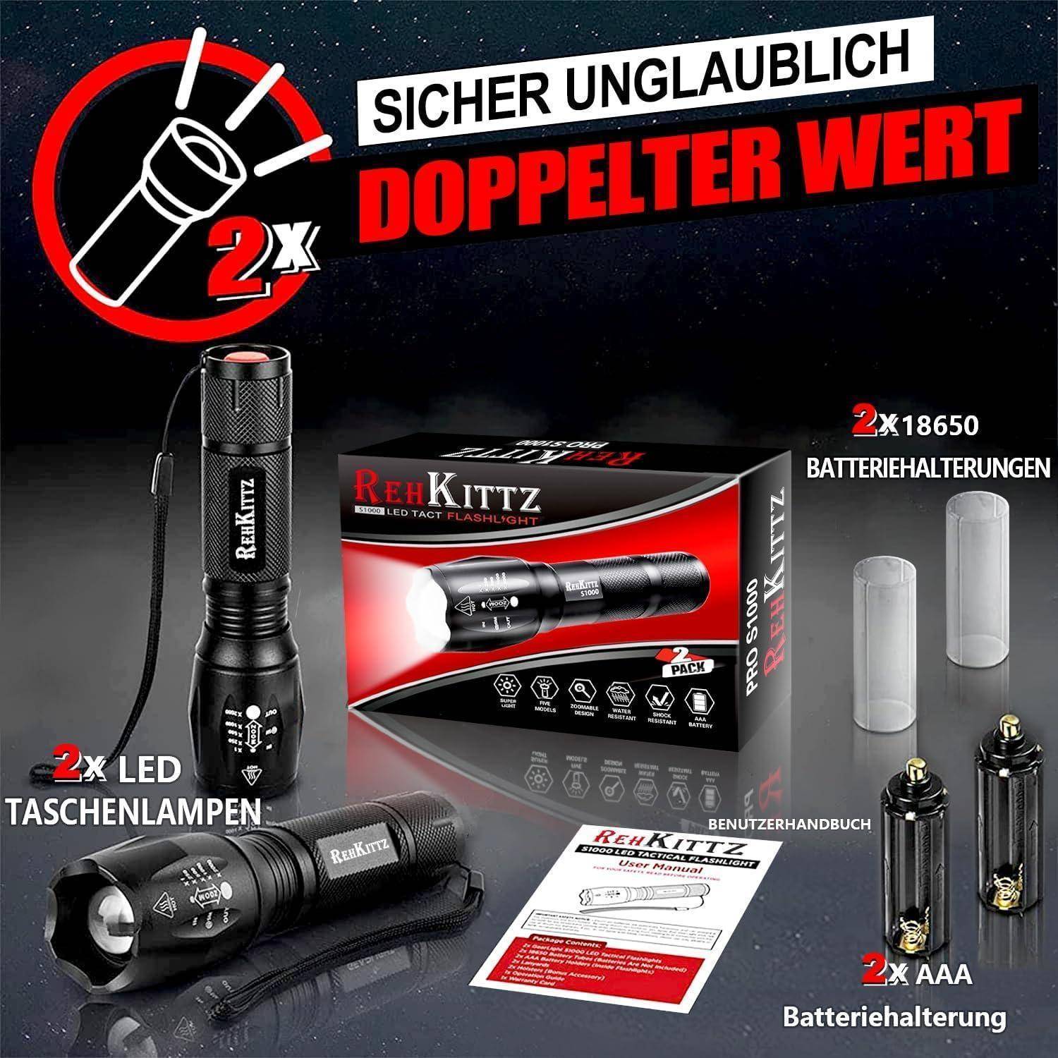 Taschenlampe LED Extrem Hell Tragbare Handlampe 2 Stück 2000 Lumen