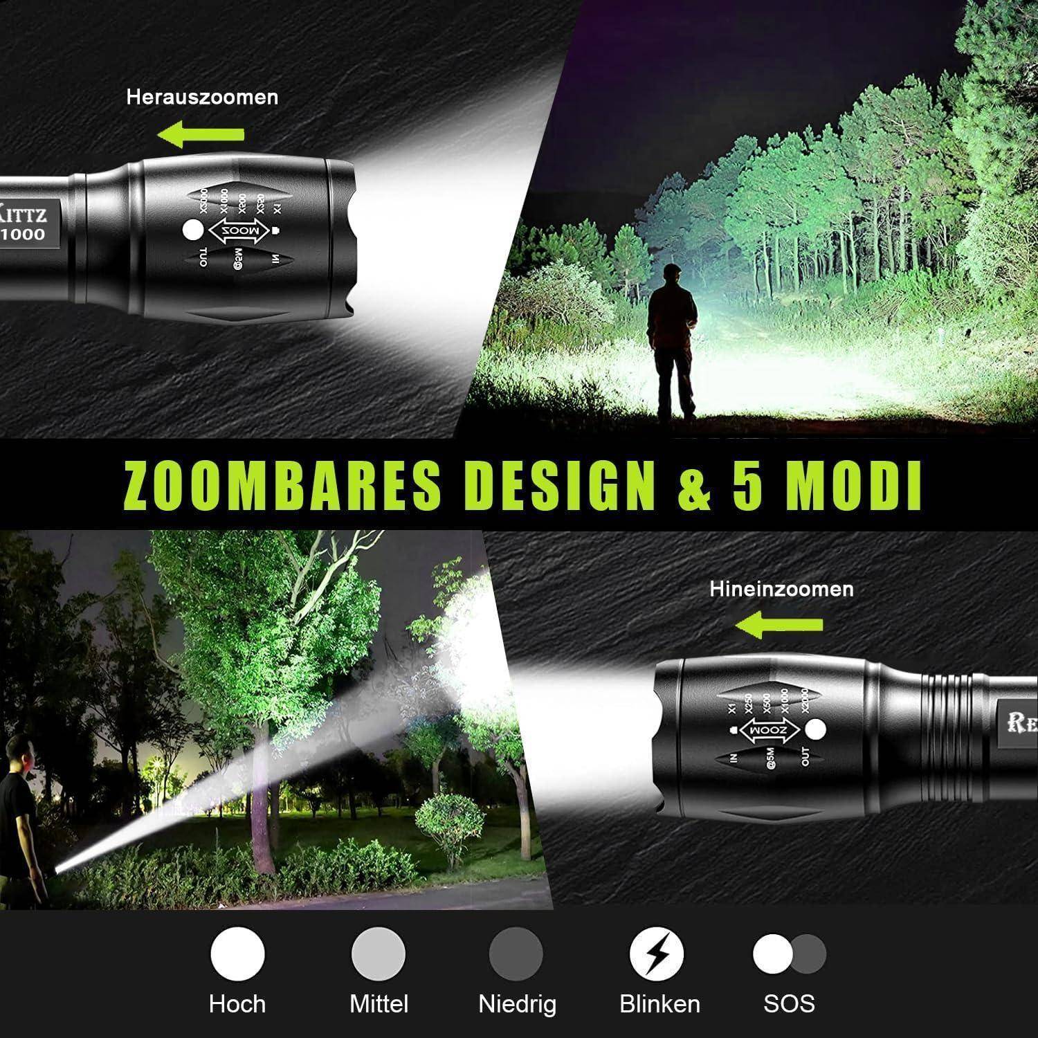 Taschenlampe LED Extrem Hell Tragbare Handlampe 2 Stück 2000 Lumen