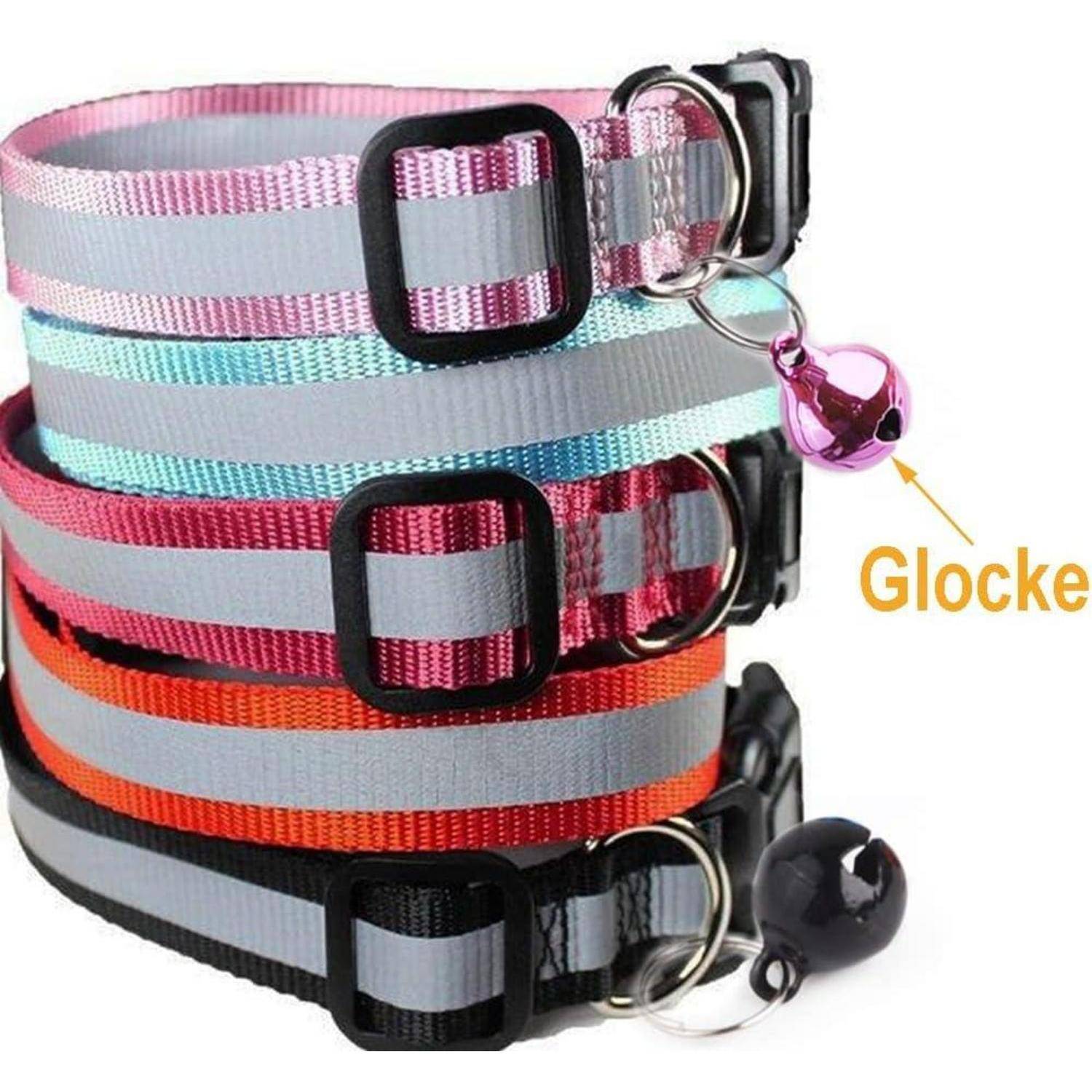 12er Set Katzenhalsband Glöckchen Schnellverschluss Reflektierend