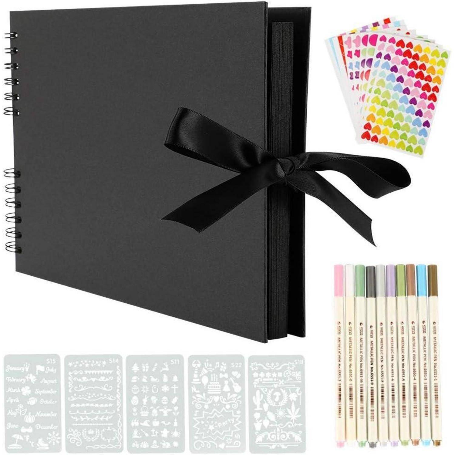 Fotoalbum zum Selbstgestalten 80 Schwarze Seiten Scrapbook 28x21cm