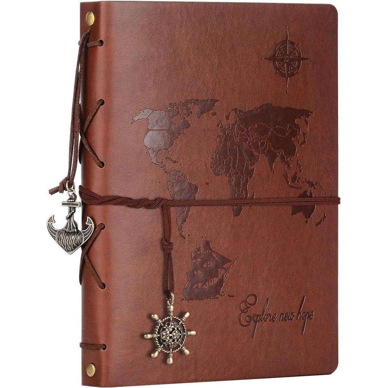 Fotoalbum Scrapbook Weltkarte Leder 60 Seiten Geburtstagsgeschenk