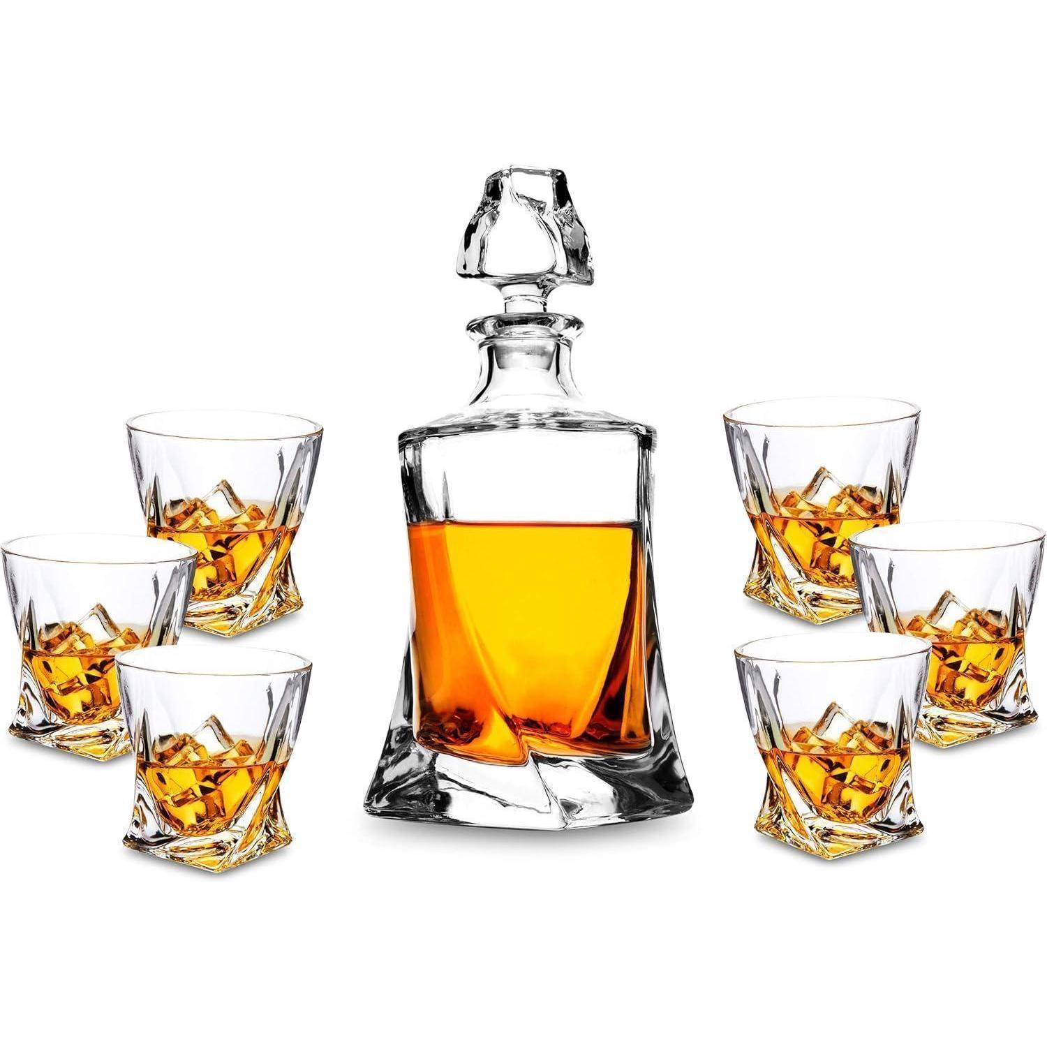 7-teiliges Whisky Dekanter und Gläser Set, Bleifrei Kristallglas, 800