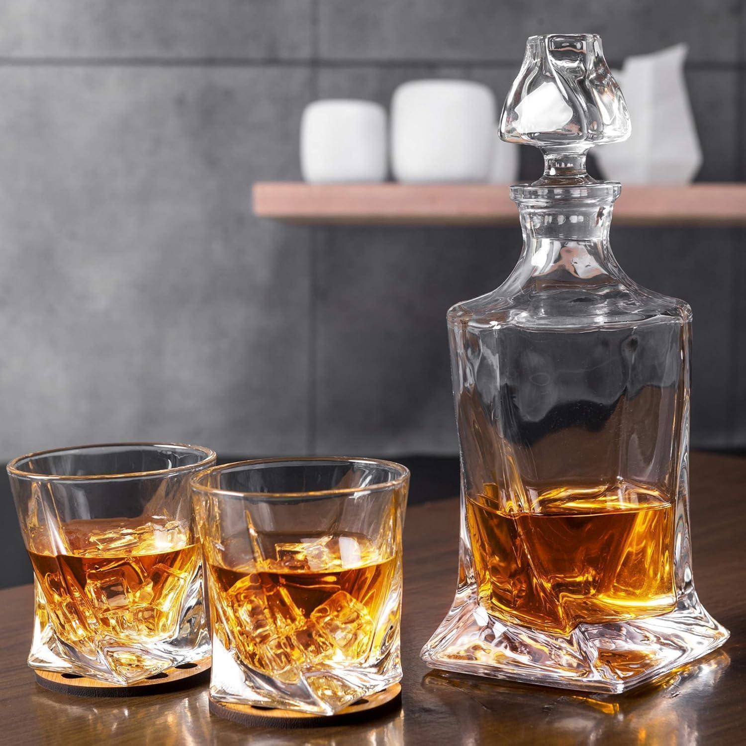 7-teiliges Whisky Dekanter und Gläser Set, Bleifrei Kristallglas, 800