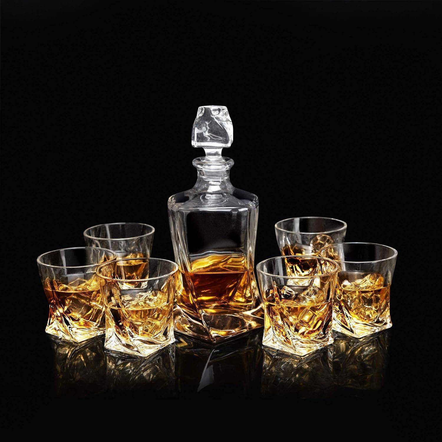 7-teiliges Whisky Dekanter und Gläser Set, Bleifrei Kristallglas, 800