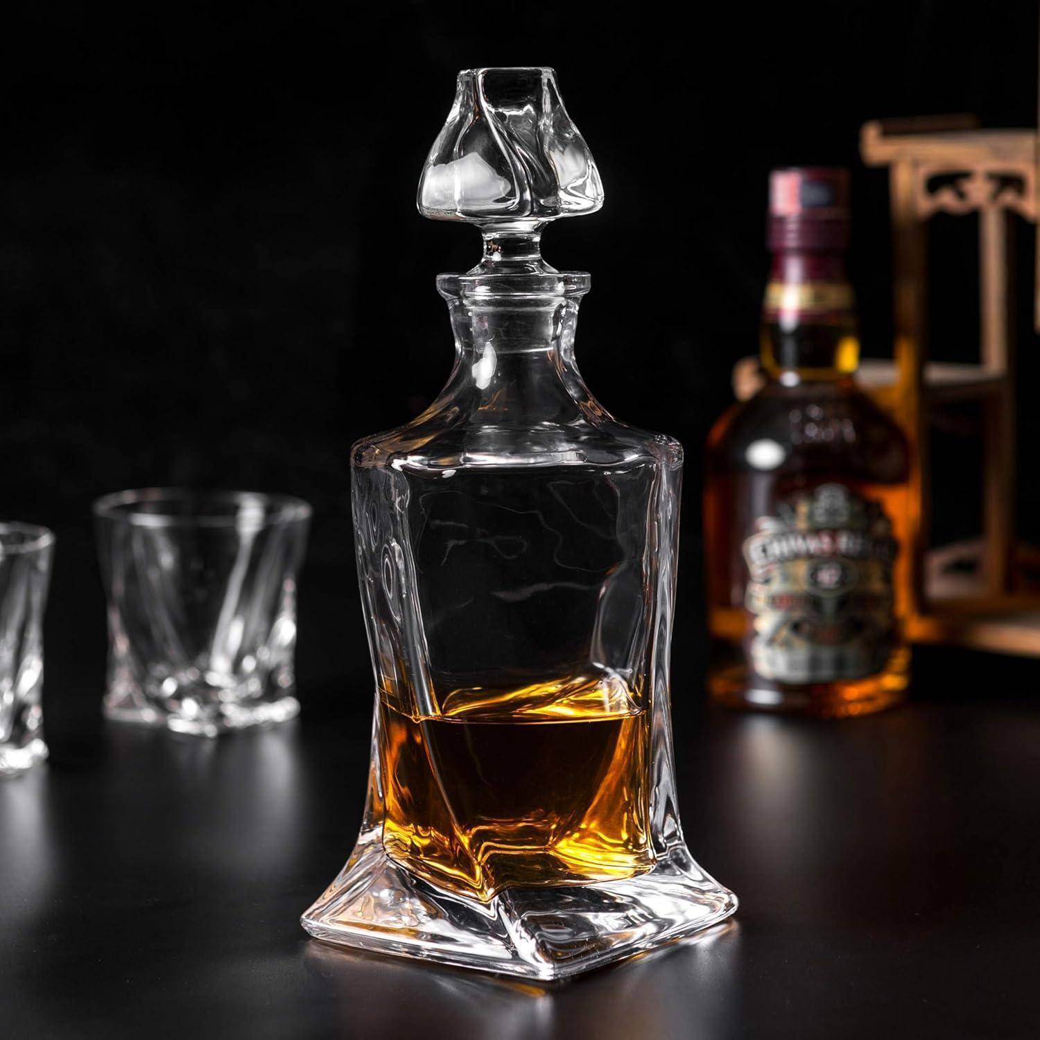7-teiliges Whisky Dekanter und Gläser Set, Bleifrei Kristallglas, 800