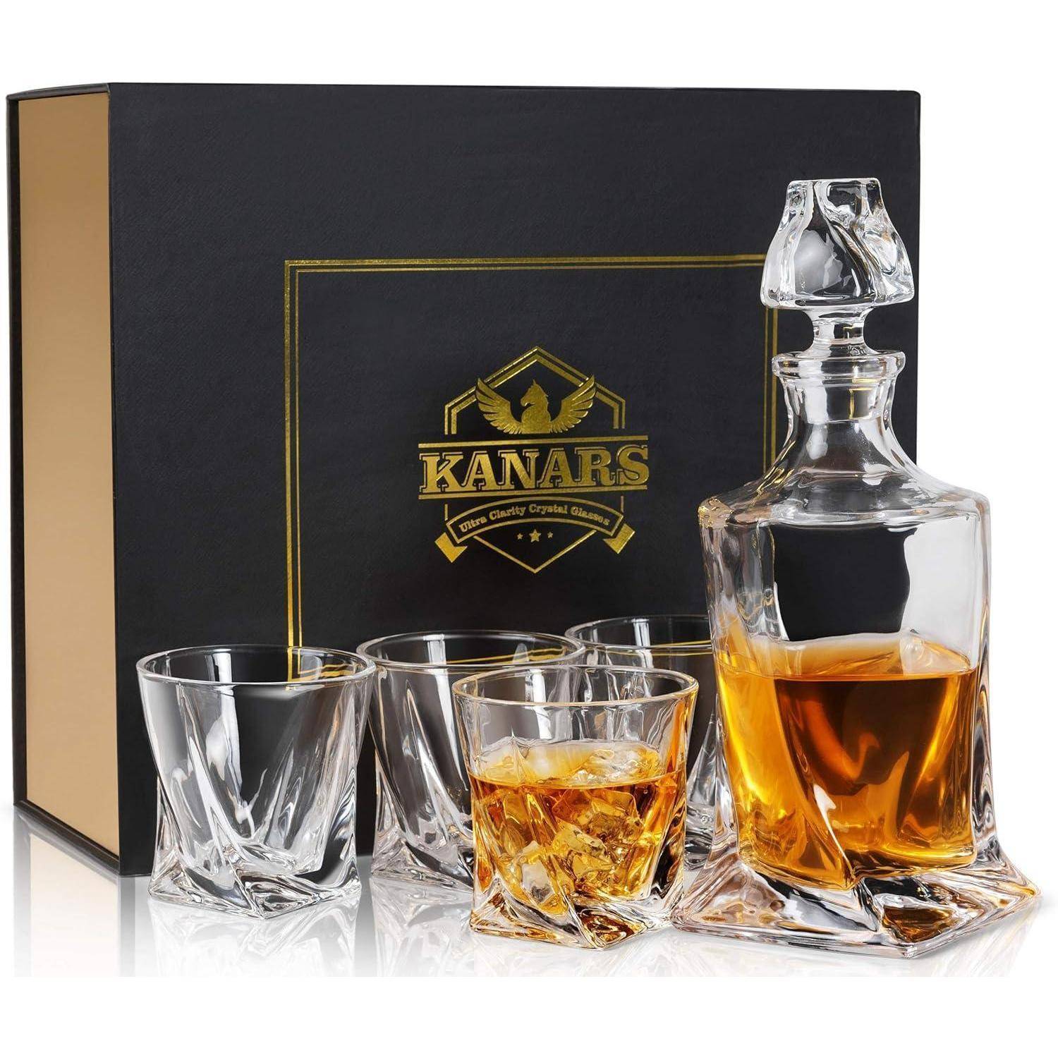 Whisky Karaffe und Gläser Set 800 ml Kristall Whiskey Dekanter