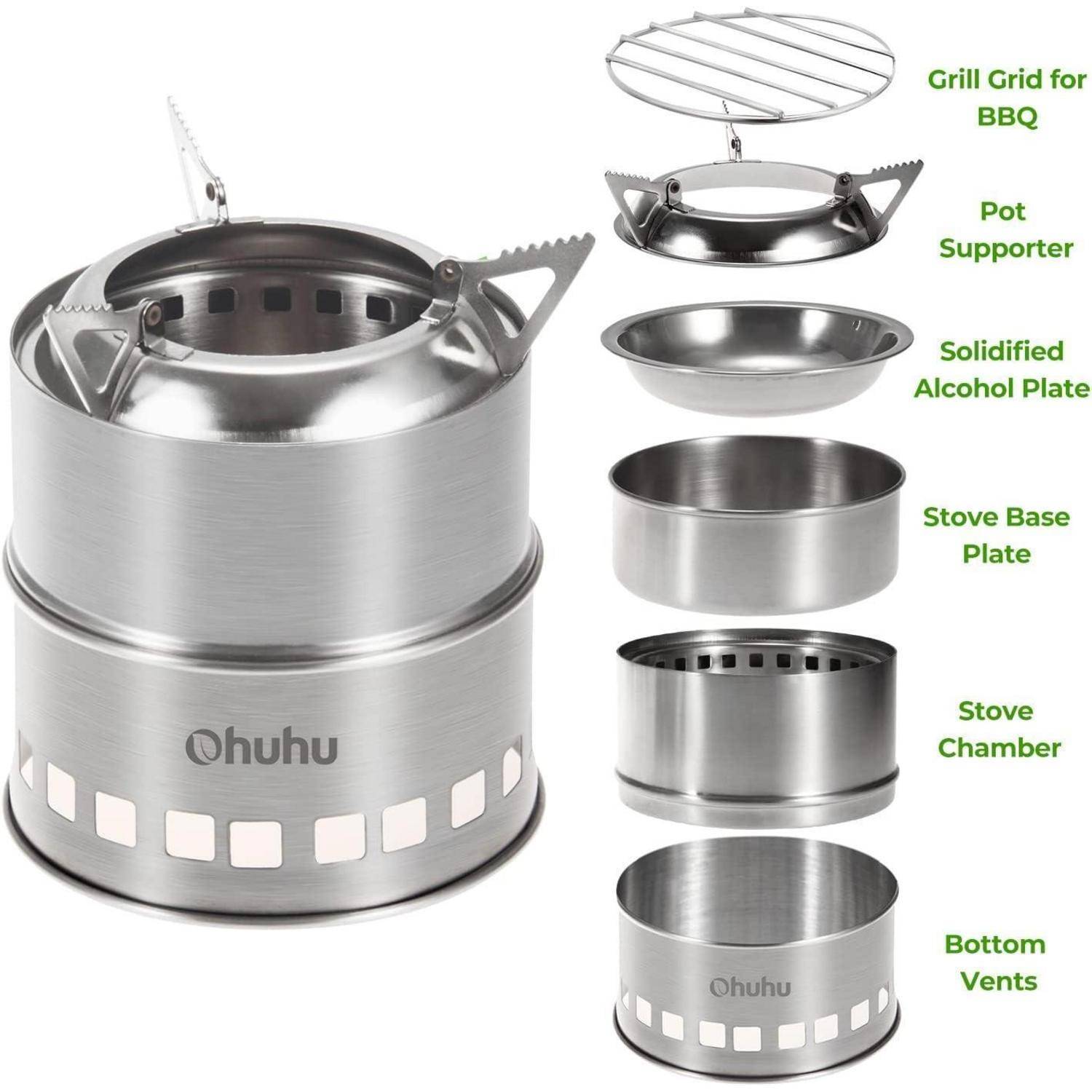 Hobo Kocher Camping Outdoor Ofen Edelstahl BBQ Picknick Wandern
