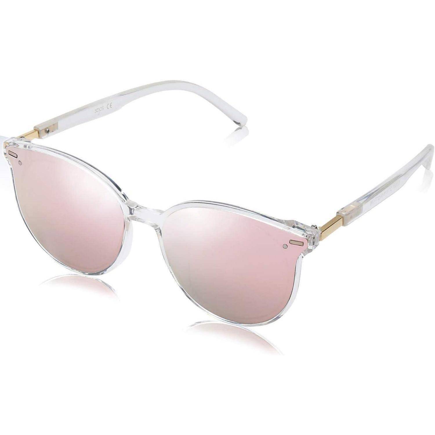 Sonnenbrille Retro Runde Damen Herren 0c7 Klar Weiß Rahmen Rosa Linse
