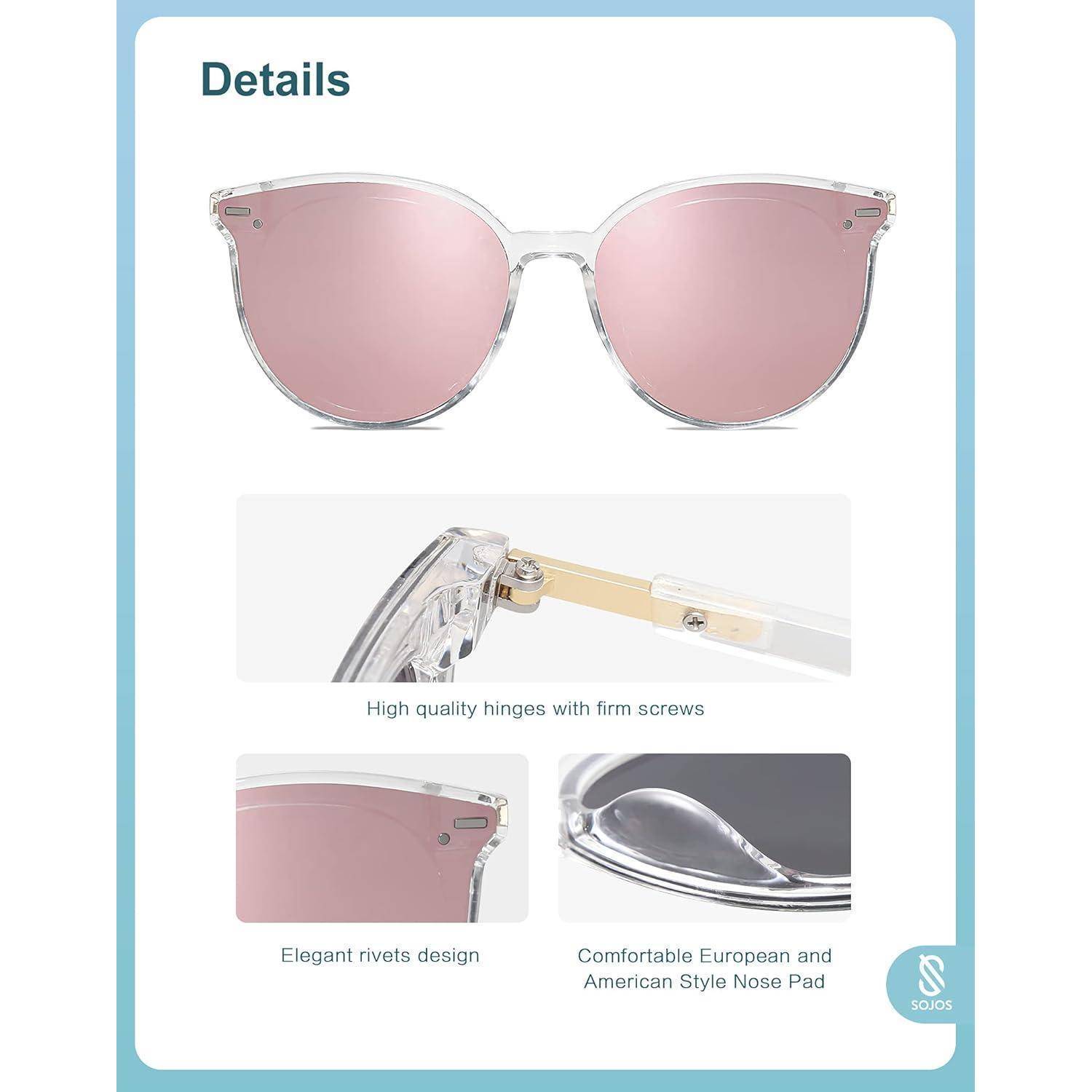 Sonnenbrille Retro Runde Damen Herren 0c7 Klar Weiß Rahmen Rosa Linse