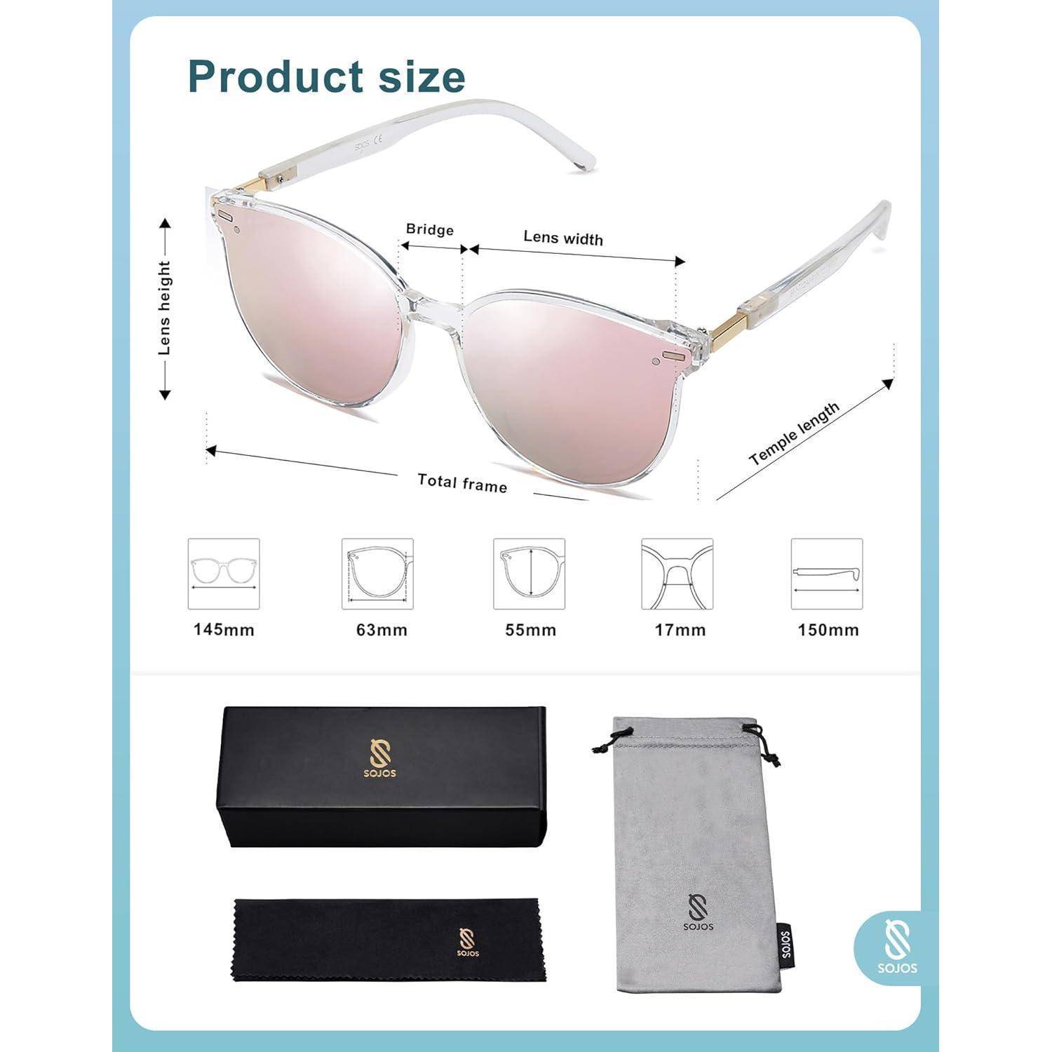 Sonnenbrille Retro Runde Damen Herren 0c7 Klar Weiß Rahmen Rosa Linse