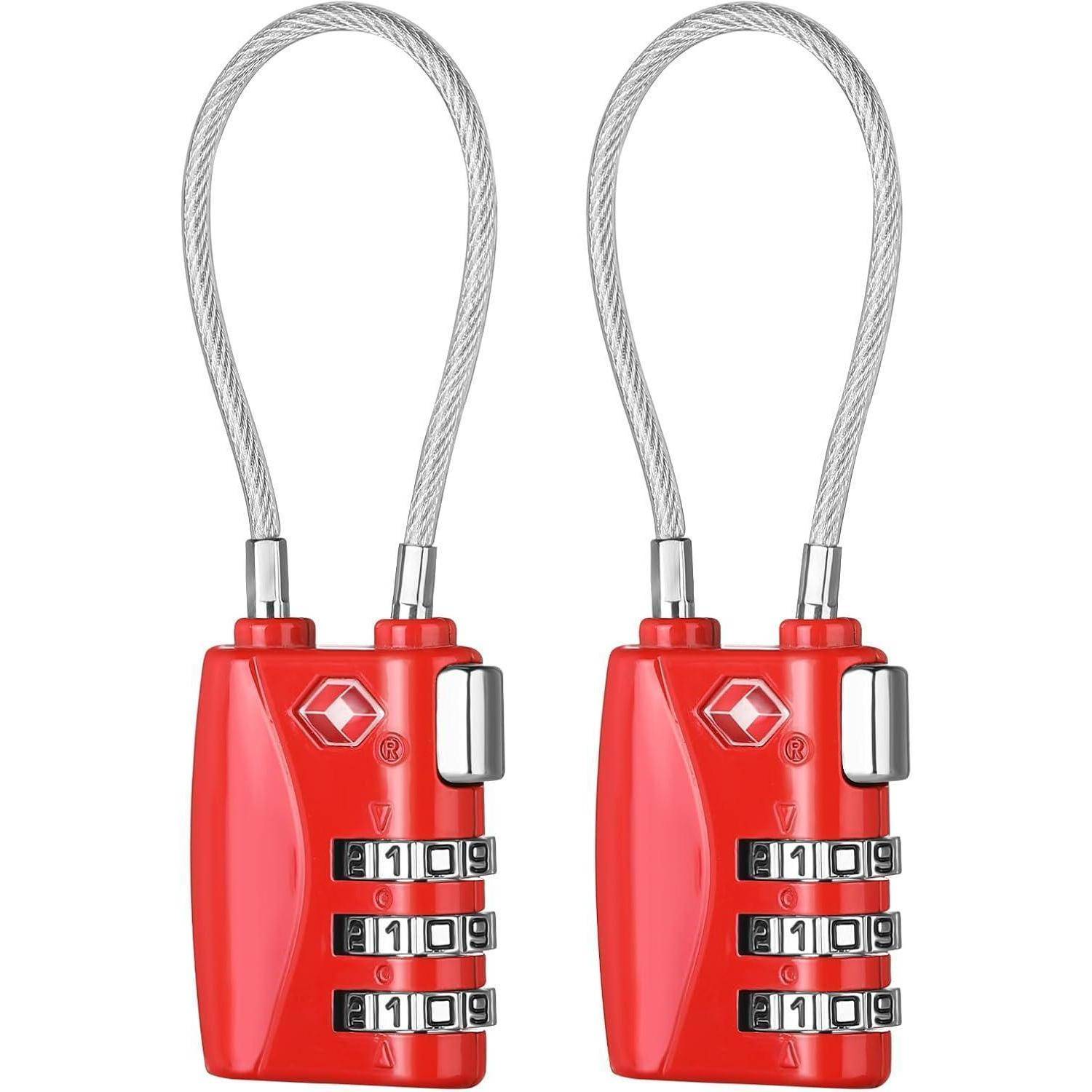 Zahlenschloss TSA Kofferschloss 3 Stellig für Gepäck Rucksack Rot 2