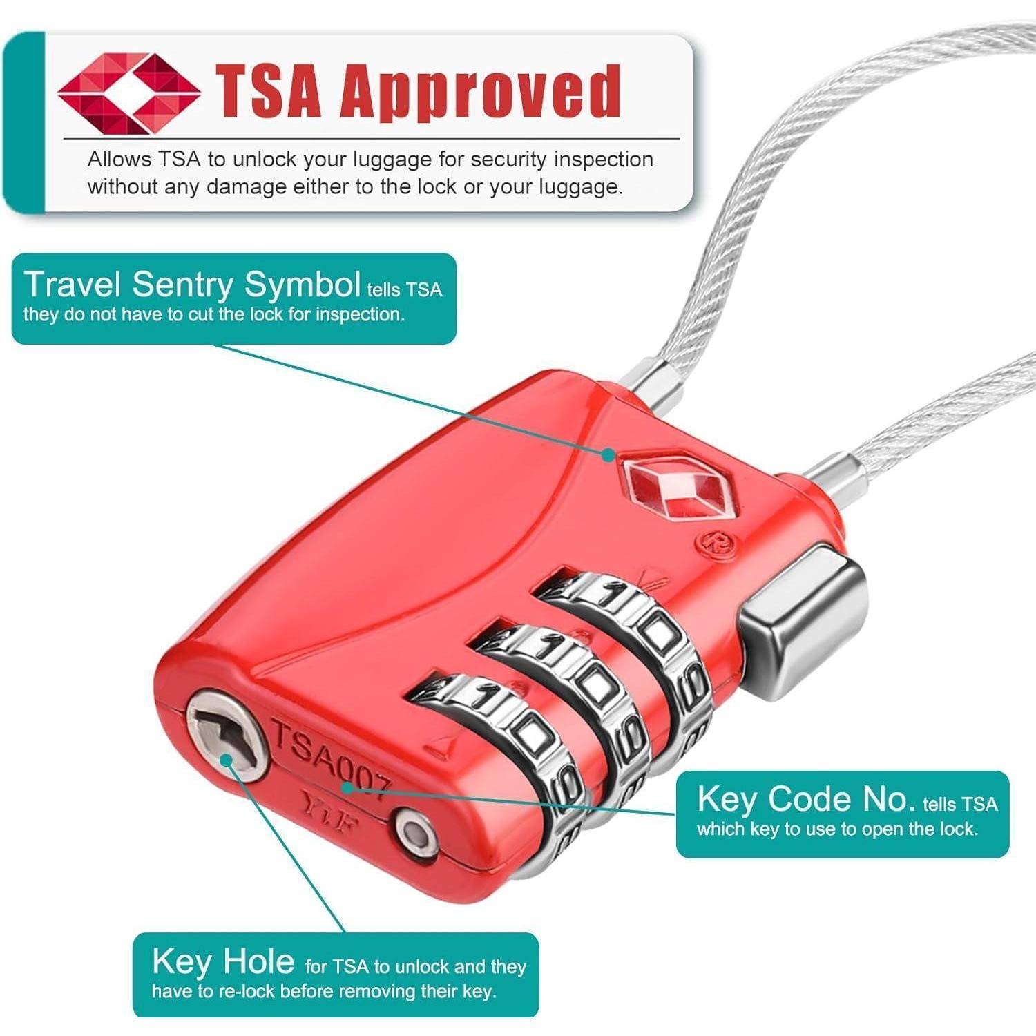 Zahlenschloss TSA Kofferschloss 3 Stellig für Gepäck Rucksack Rot 2
