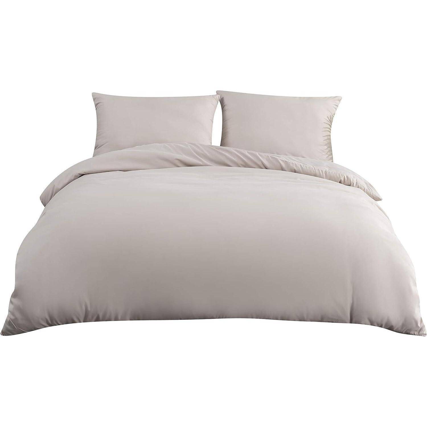 Bettwäsche 155x220 cm Reißverschluss Mikrofaser Weich 110 g/m² Beige