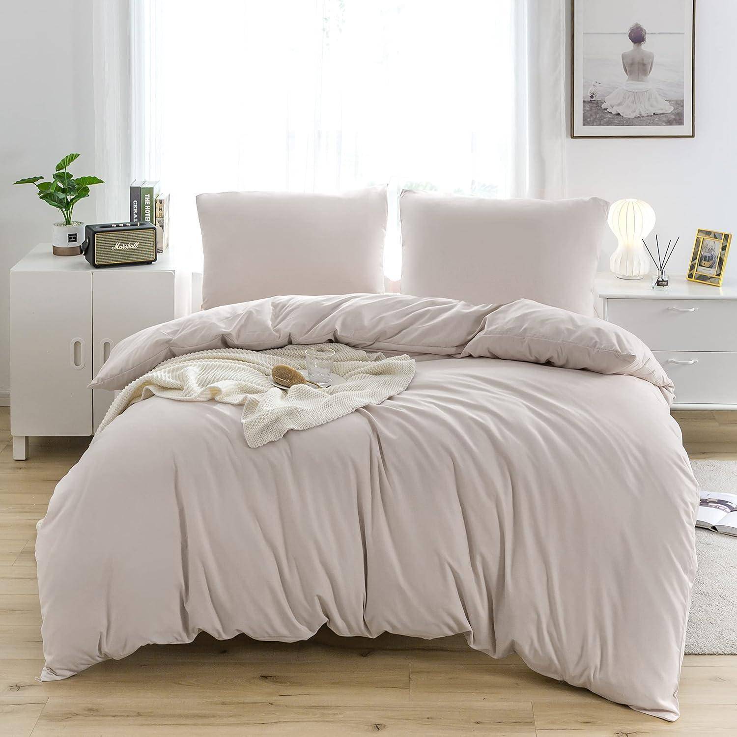 Bettwäsche 155x220 cm Reißverschluss Mikrofaser Weich 110 g/m² Beige