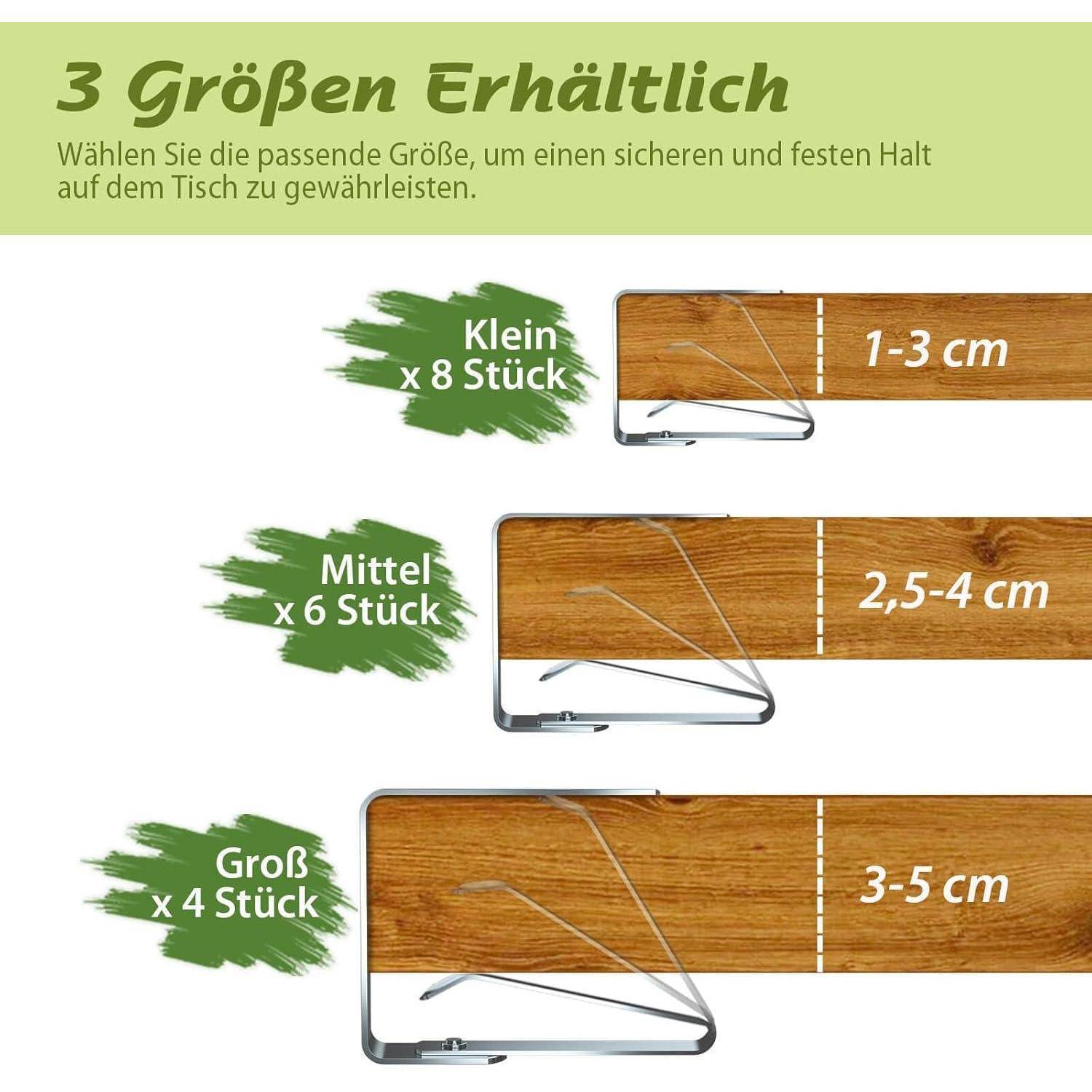 Tischtuchklammern Edelstahl Silber Tischplatten 3 5 cm Groß x 4 Stück