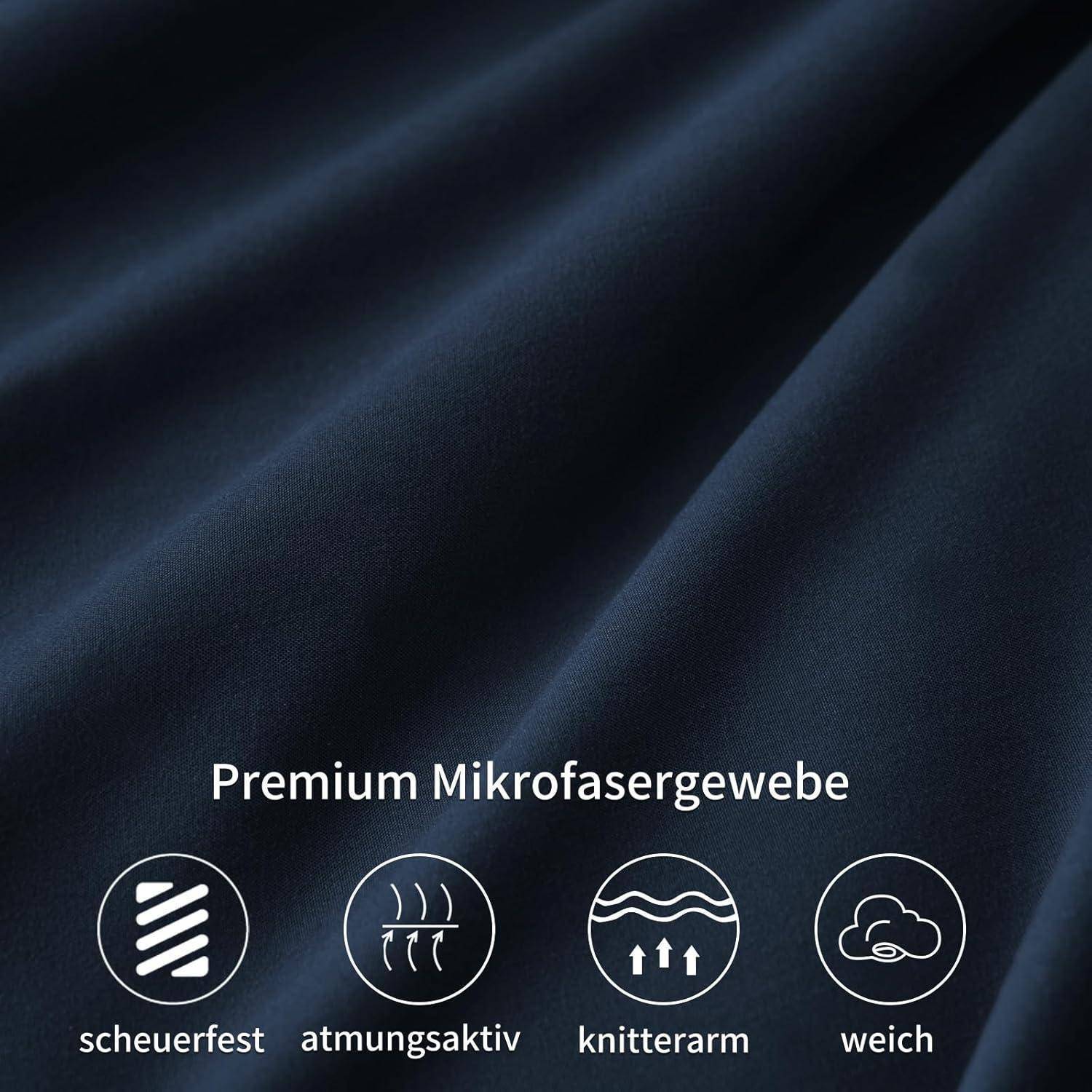 Kissenbezug 40x80 2er Set Dunkelblau Mikrofaser Reißverschluss
