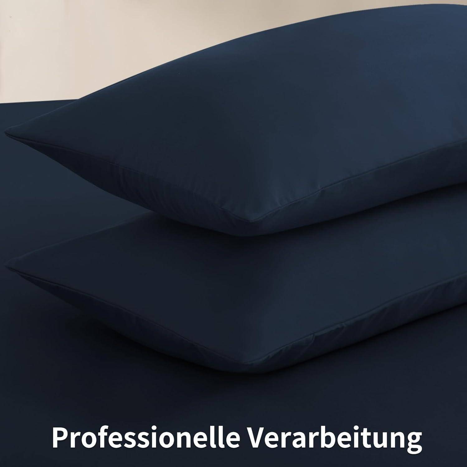 Kissenbezug 40x80 2er Set Dunkelblau Mikrofaser Reißverschluss