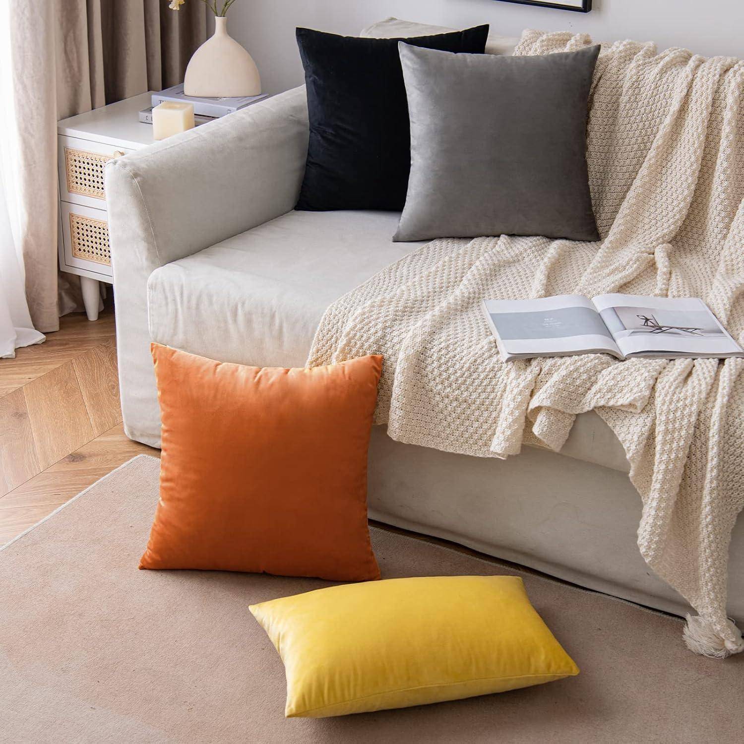 Samt Kissenbezug Schwarz 40x40cm 2er Set Schlafzimmer Sofa
