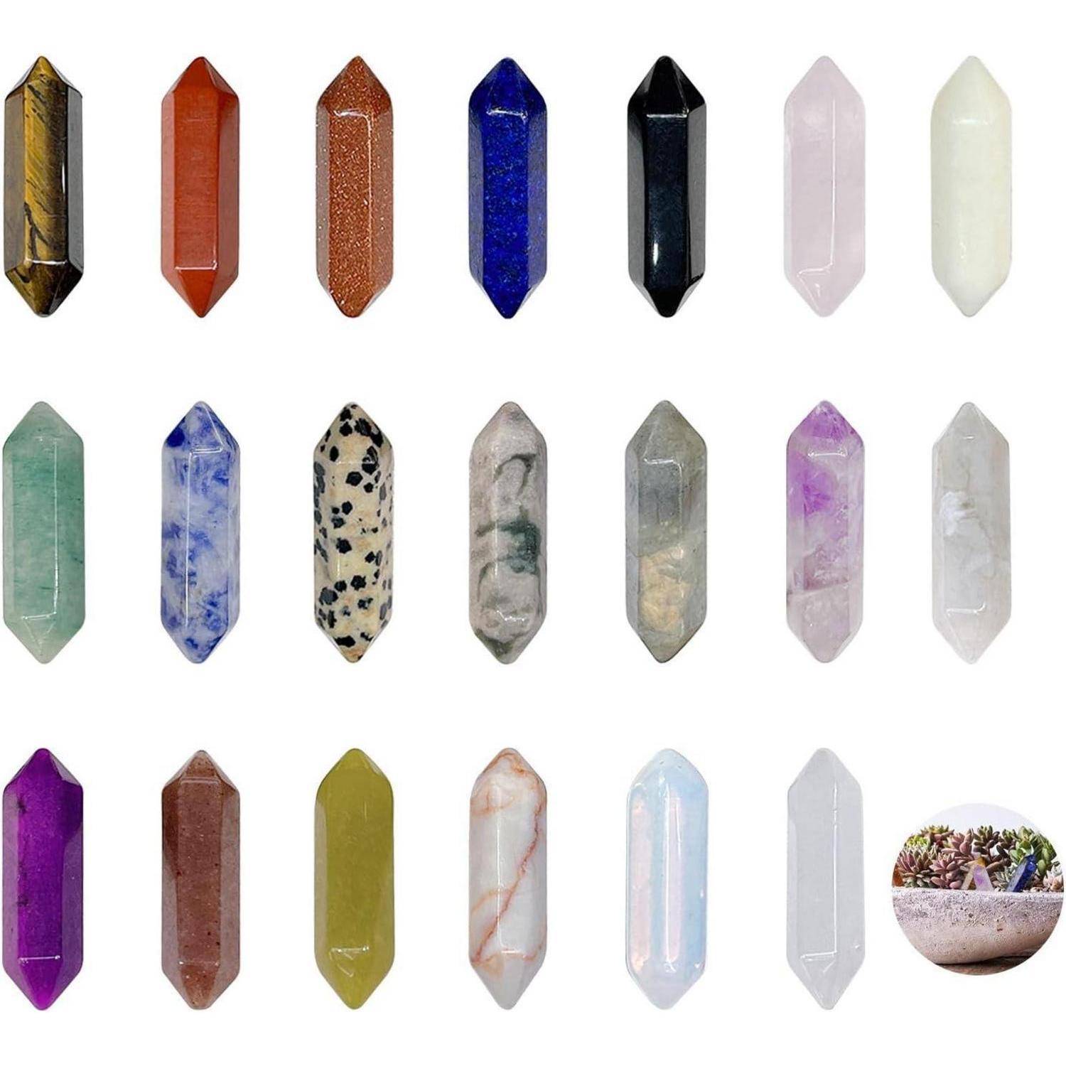 20 Stück Sechseckige Heilkristalle Set Edelstein Chakra Amethyst