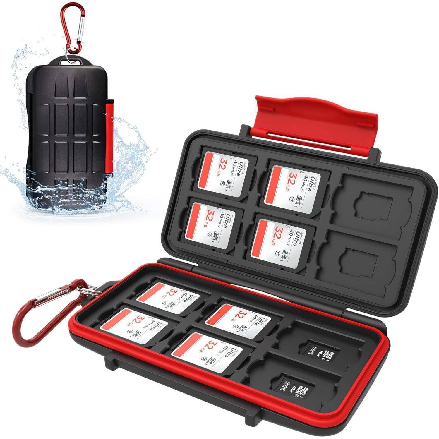 24 Slots SD Karten Aufbewahrung für 12 SD + 12 Micro SD Karten, IPX5