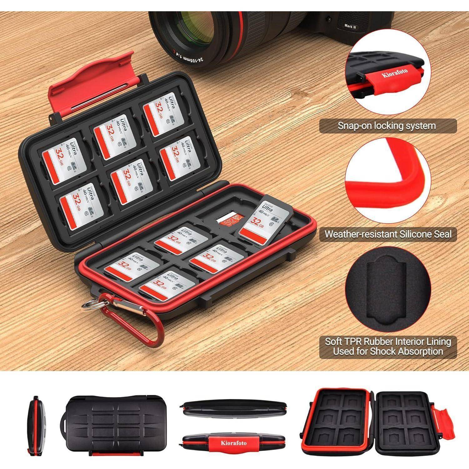 24 Slots SD Karten Aufbewahrung für 12 SD + 12 Micro SD Karten, IPX5