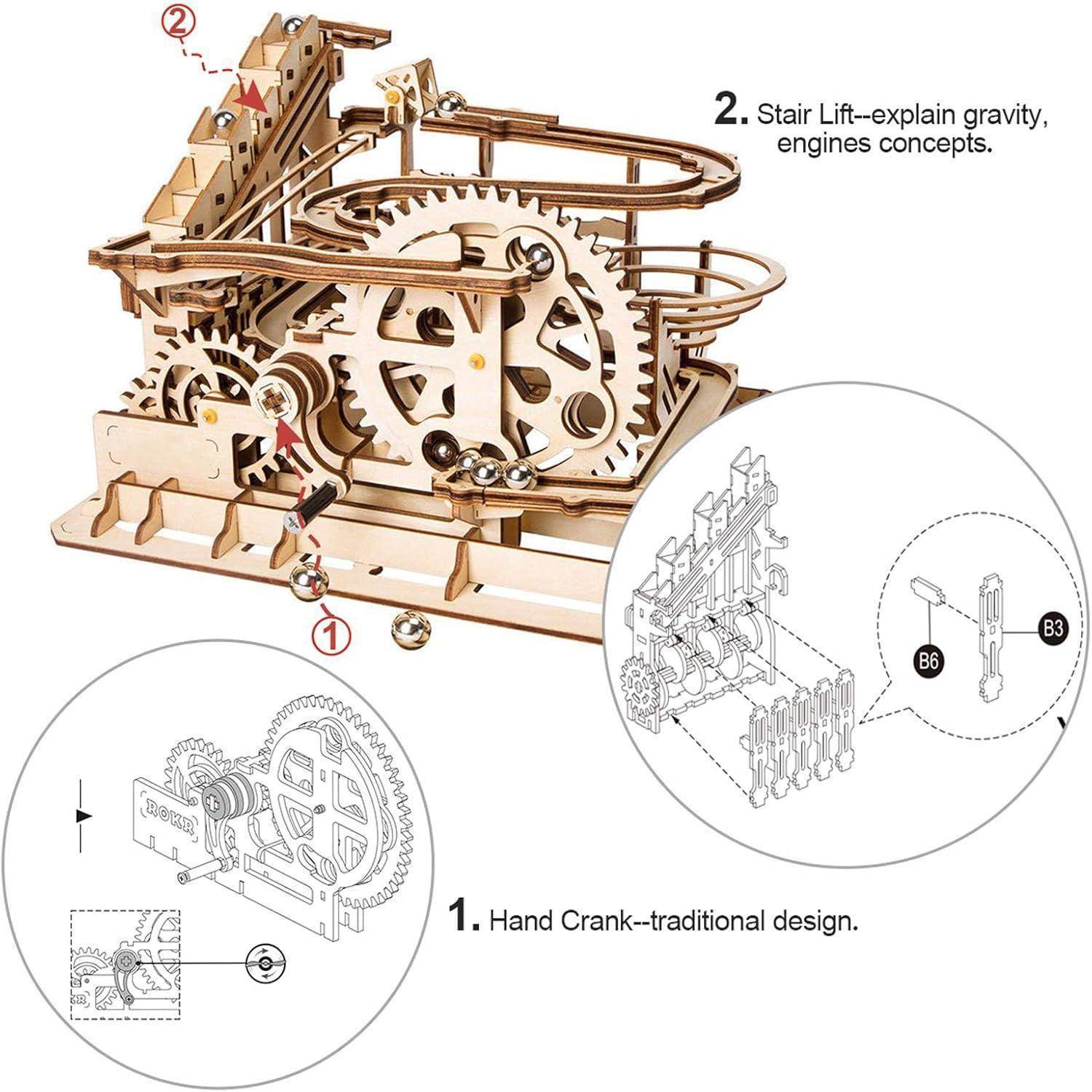 ROKR Kugelbahn Murmelbahn Holzbausatz Holzpuzzle für Kinder und