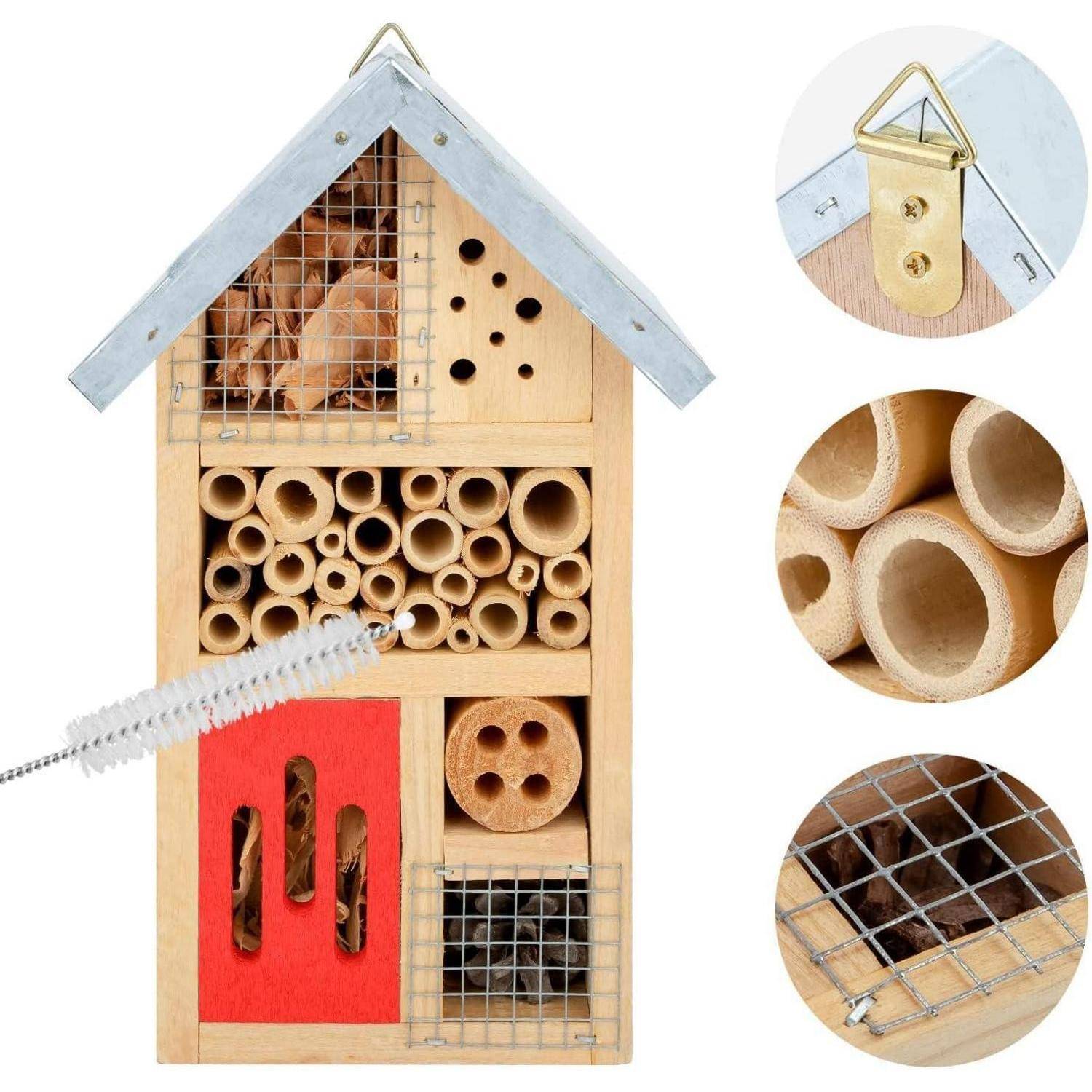 Insektenhotel aus Naturholz für Garten, Marienkäfer, Florfliegen 25,4