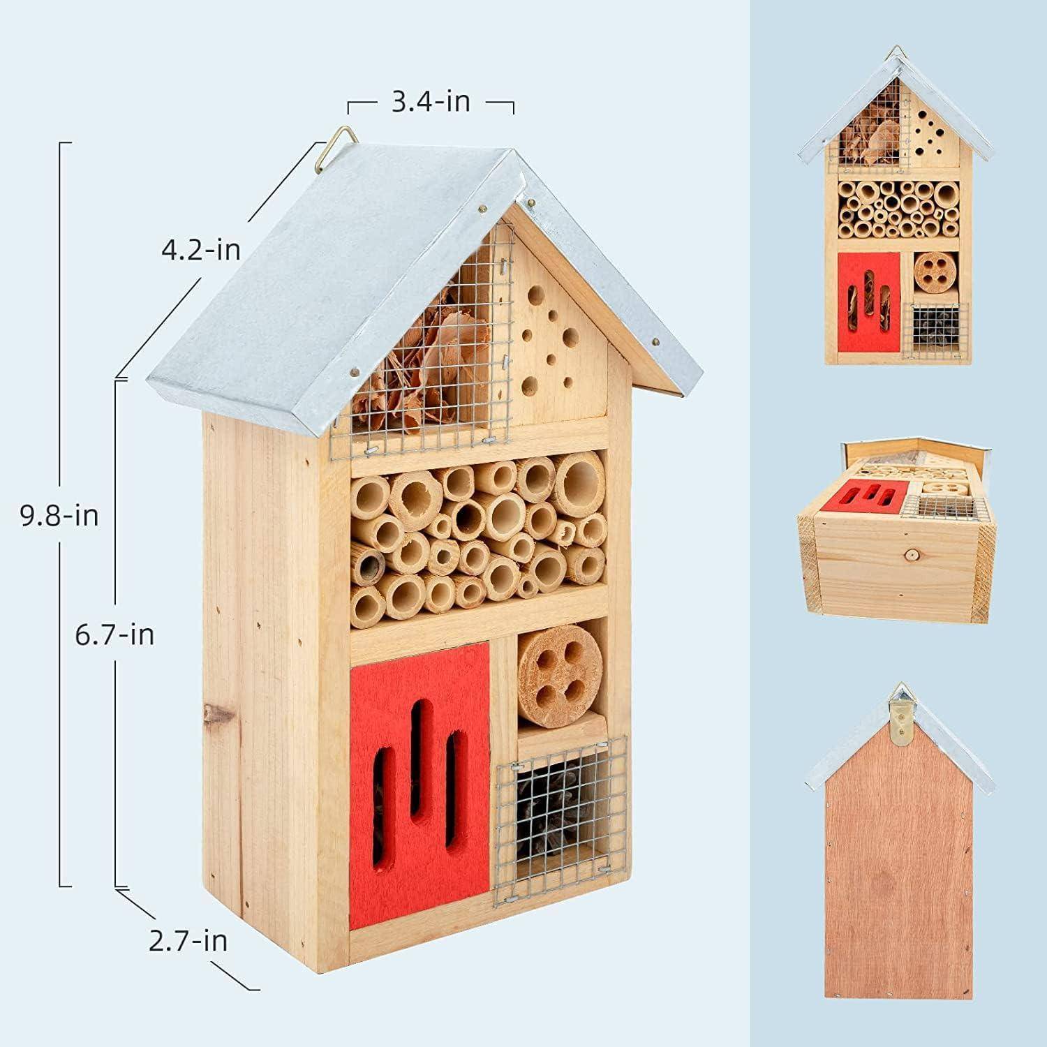Insektenhotel aus Naturholz für Garten, Marienkäfer, Florfliegen 25,4