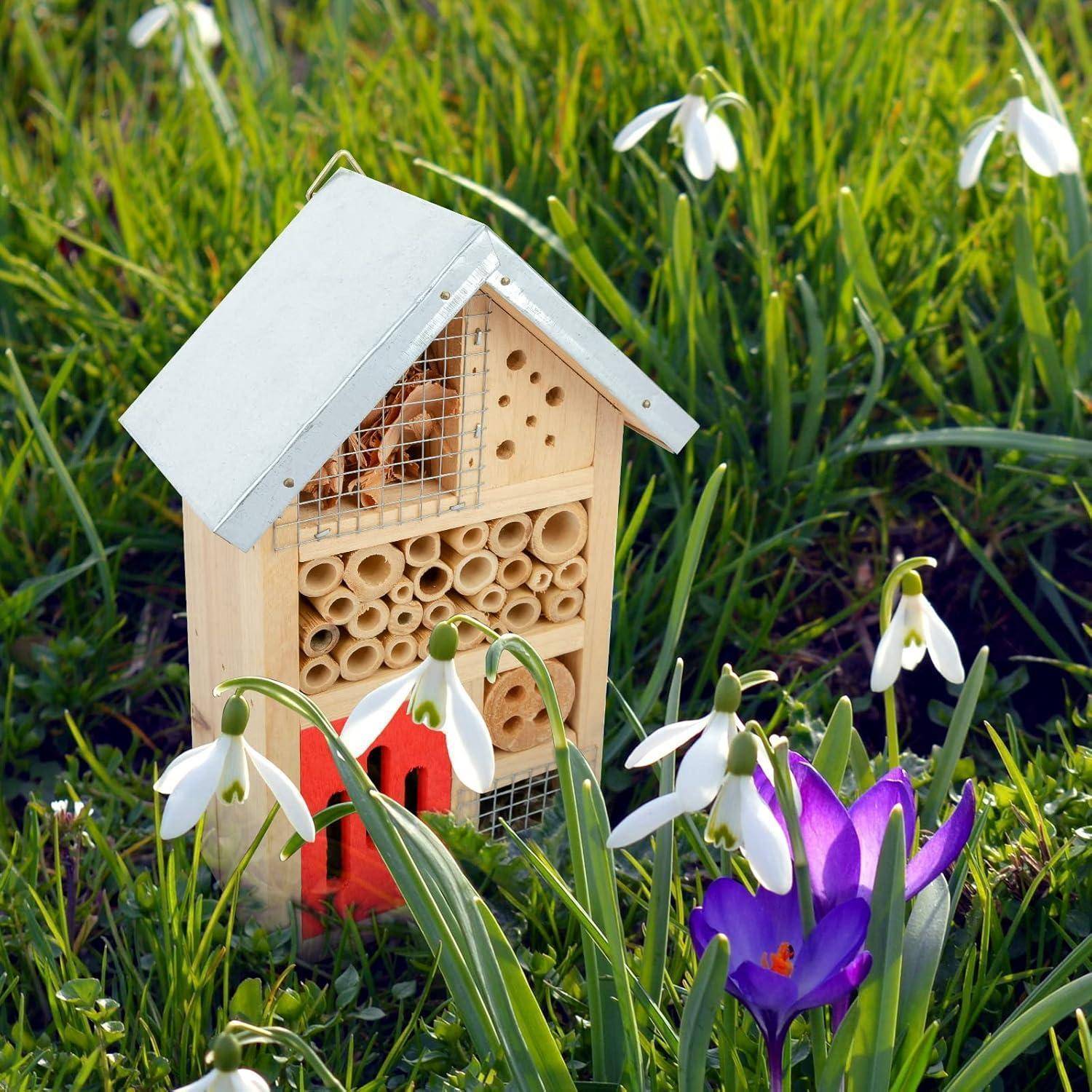 Insektenhotel aus Naturholz für Garten, Marienkäfer, Florfliegen 25,4
