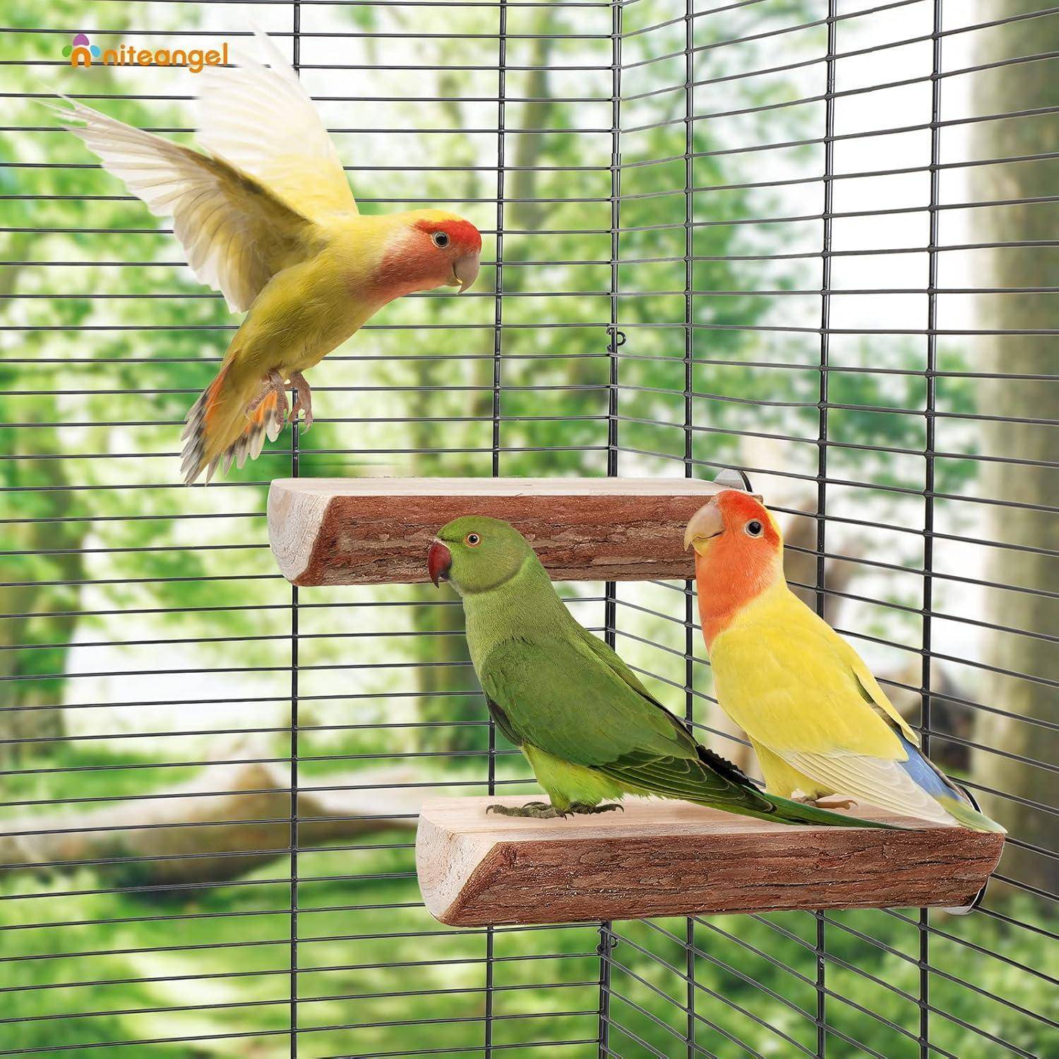 Papageienkäfig Sitzstange Holz Plattform Vögel (2er Pack) 17,8x7,6cm