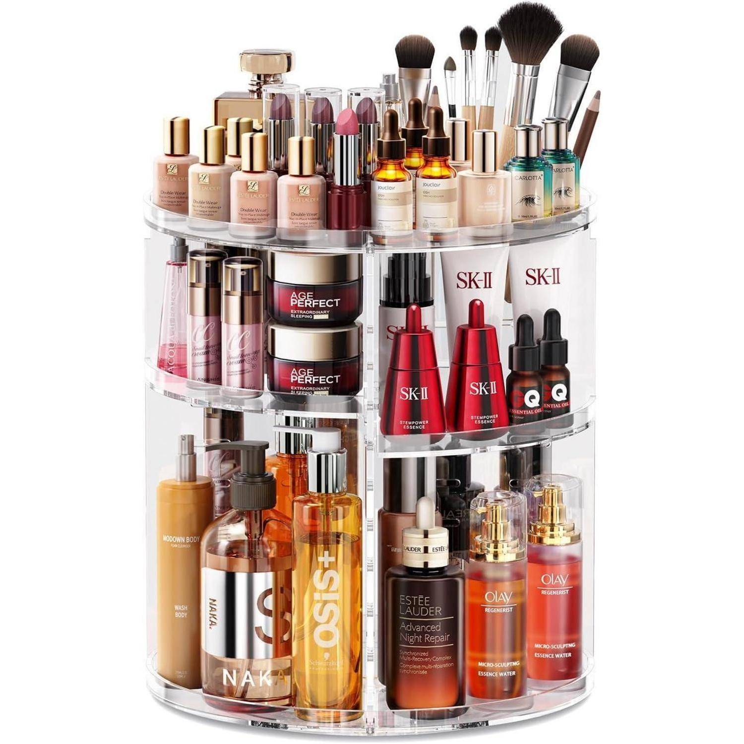 360° Drehbarer Make Up Organizer Transparent Beauty Box für