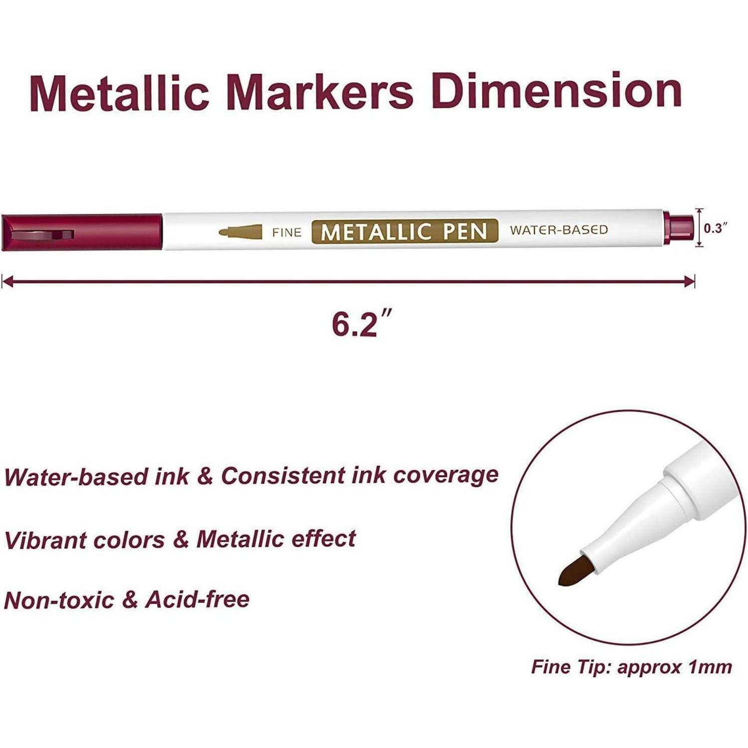 30 tlg Metallic Marker Set mit 24 bunte Metallstifte und 6 Vorlagen