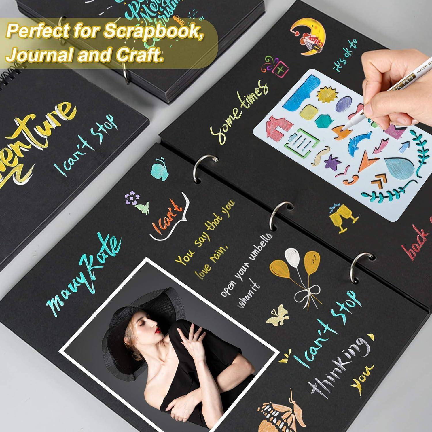 30 tlg Metallic Marker Set mit 24 bunte Metallstifte und 6 Vorlagen
