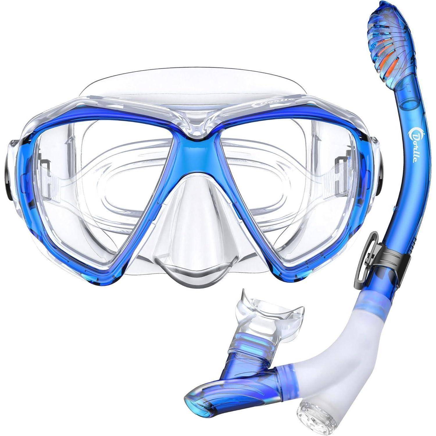Schnorchelset mit Taucherbrille Anti-Fog Gehärtetes Glas Hauptleitung