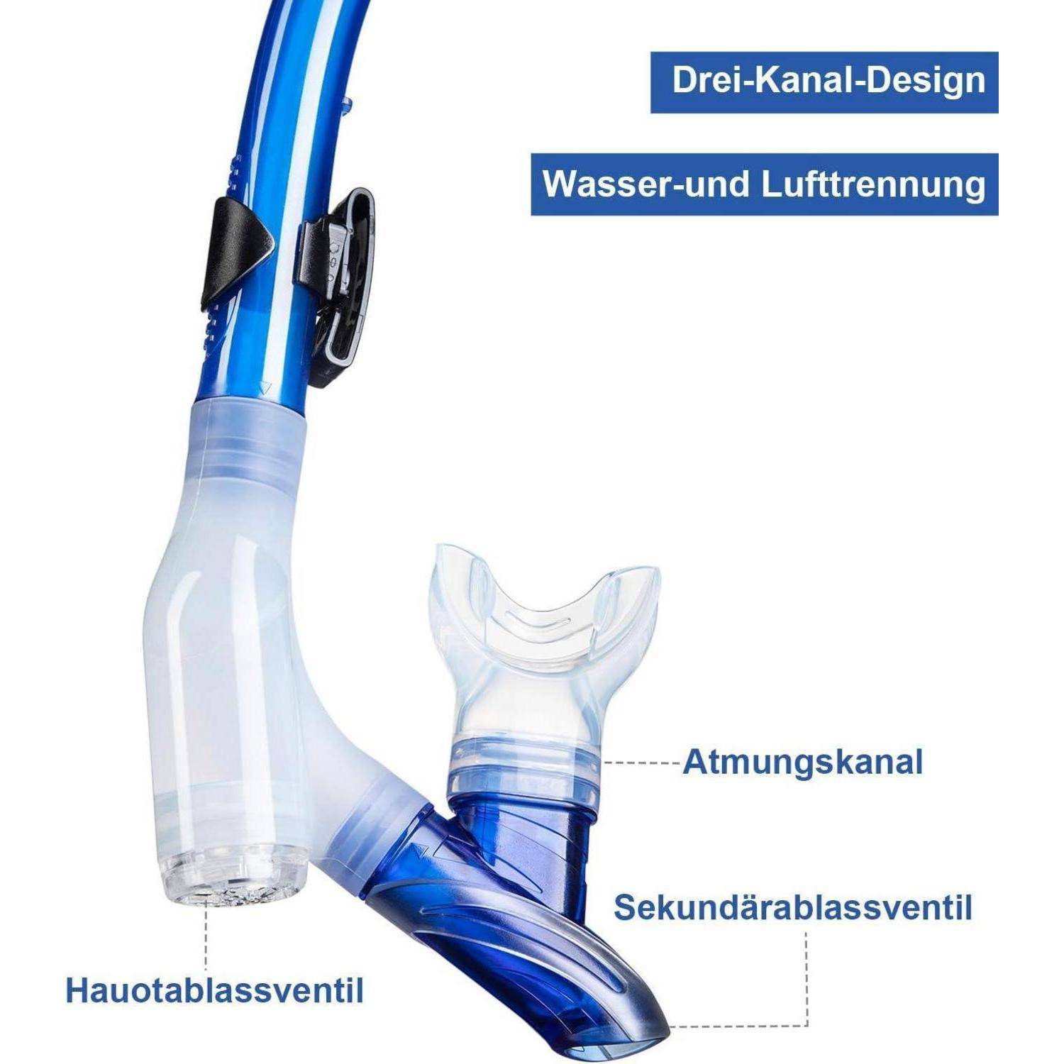 Schnorchelset mit Taucherbrille Anti-Fog Gehärtetes Glas Hauptleitung
