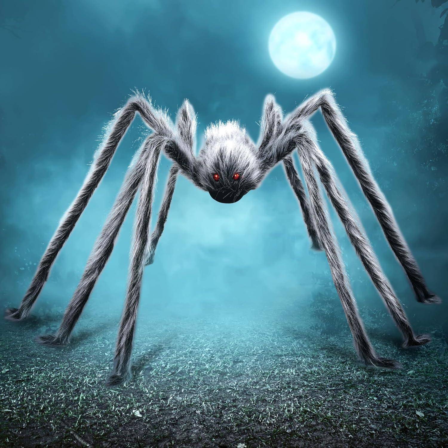 150cm Halloween-Riesenspinne gruselige haarige Spinne graue Requisiten