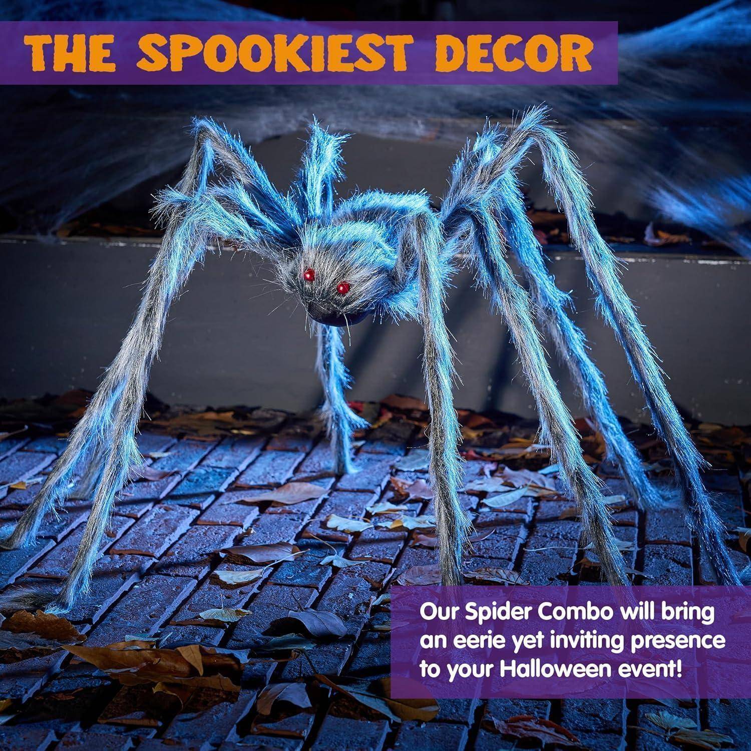 150cm Halloween-Riesenspinne gruselige haarige Spinne graue Requisiten